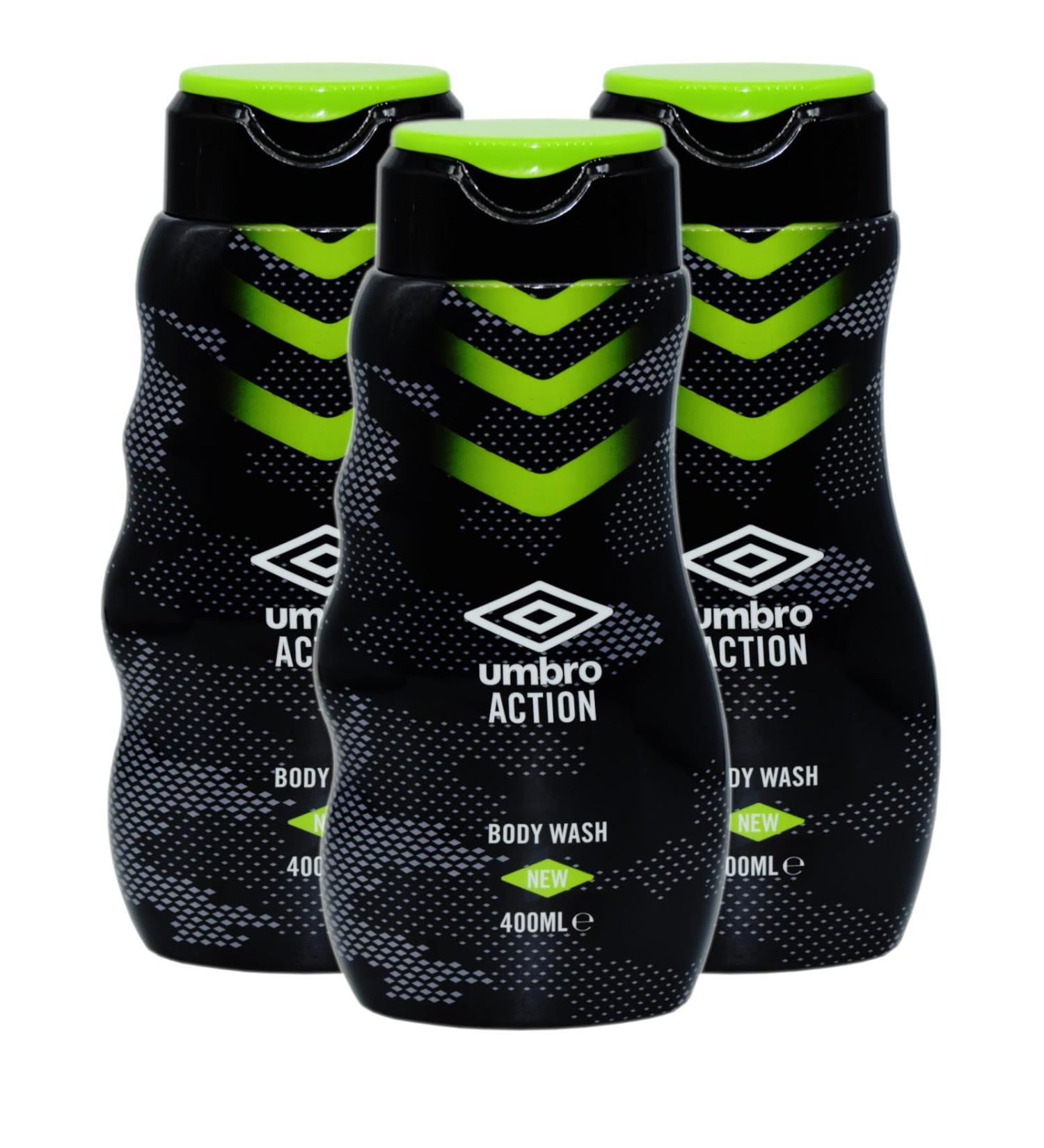 3x Umbro Action Body Wash - 400ml - (With A Free Fridge Magnet) - Buy Online on GoSupps.com
