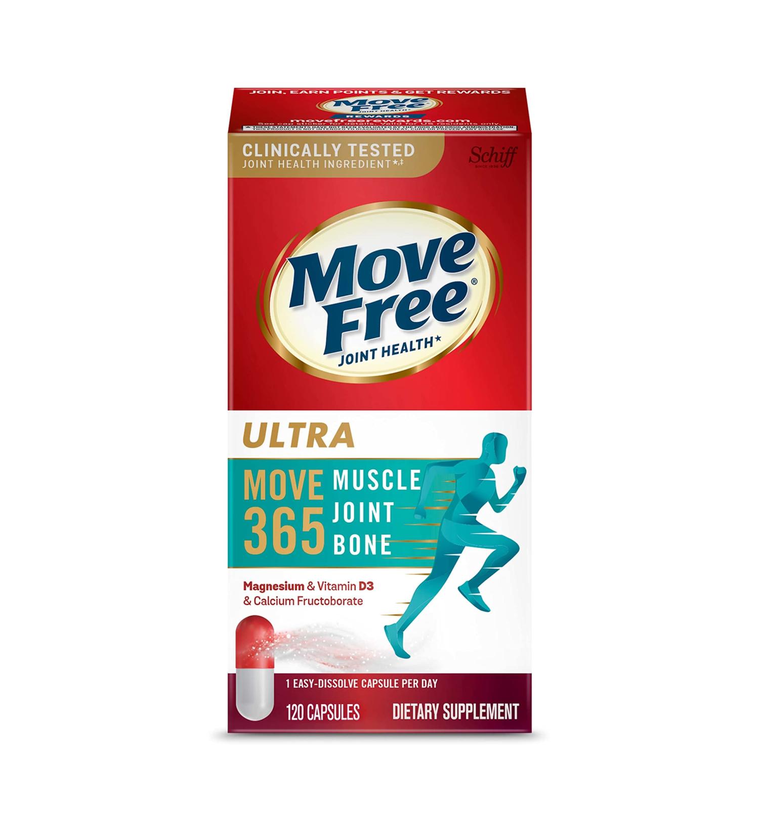 Move Free Ultra 365 - Triple Action Joint Support with Magnesium, Vitamin D3, and Fructoborate - 120 Capsules - Buy Online on GoSupps.com