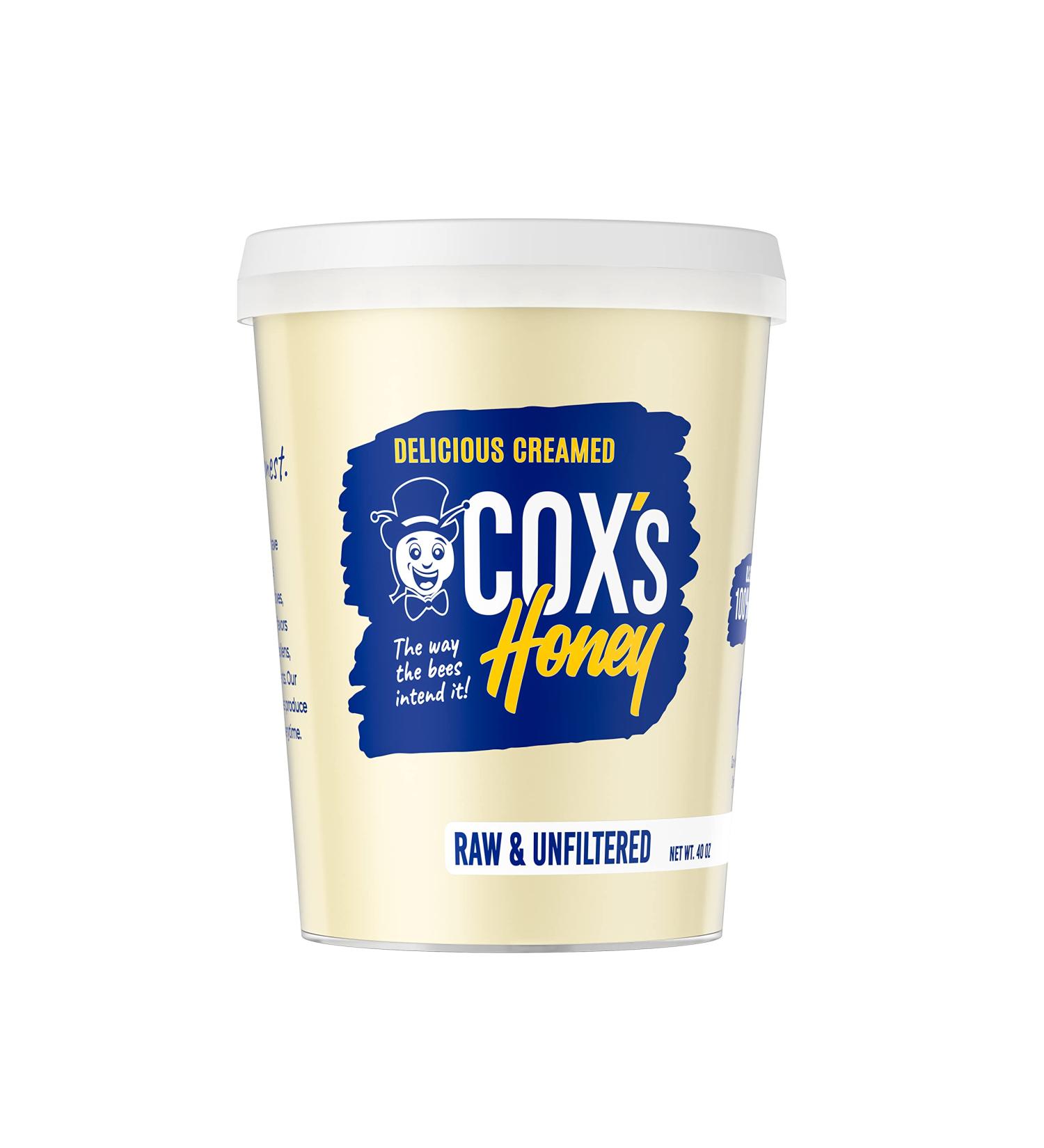 Cox's Honey - Creamed Whipped Raw Unfiltered Clover Honey 40 OZ | 100% Pure & Delicious - USA Made 2.5 Pound - Buy Online on GoSupps.com