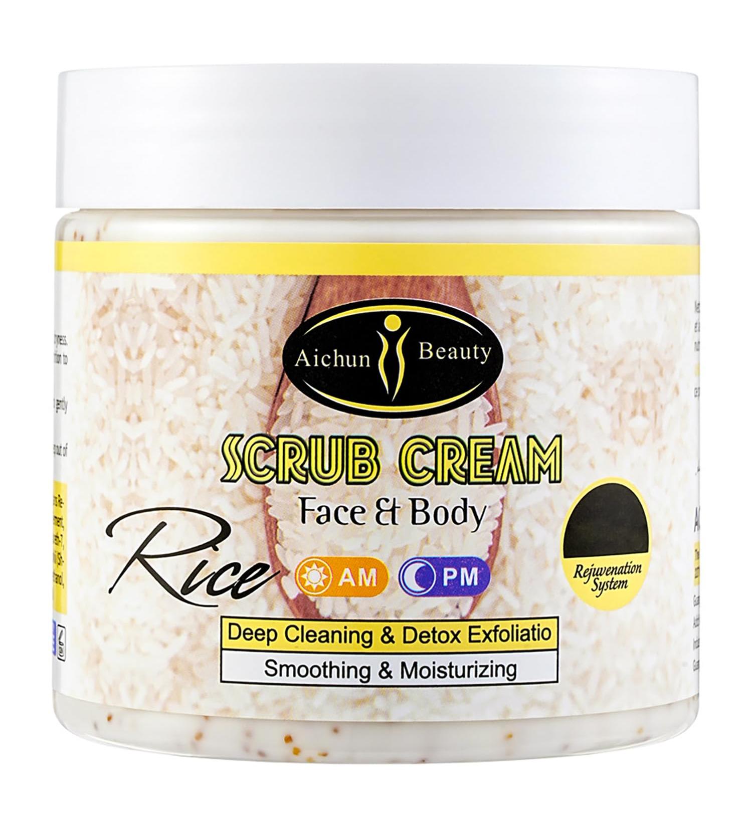 Aichun Beauty Rice Scrub Face & Body Cream | Deep Cleansing Exfoliation & Moisturization 200ml - International Shipping Available - Buy Online on GoSupps.com