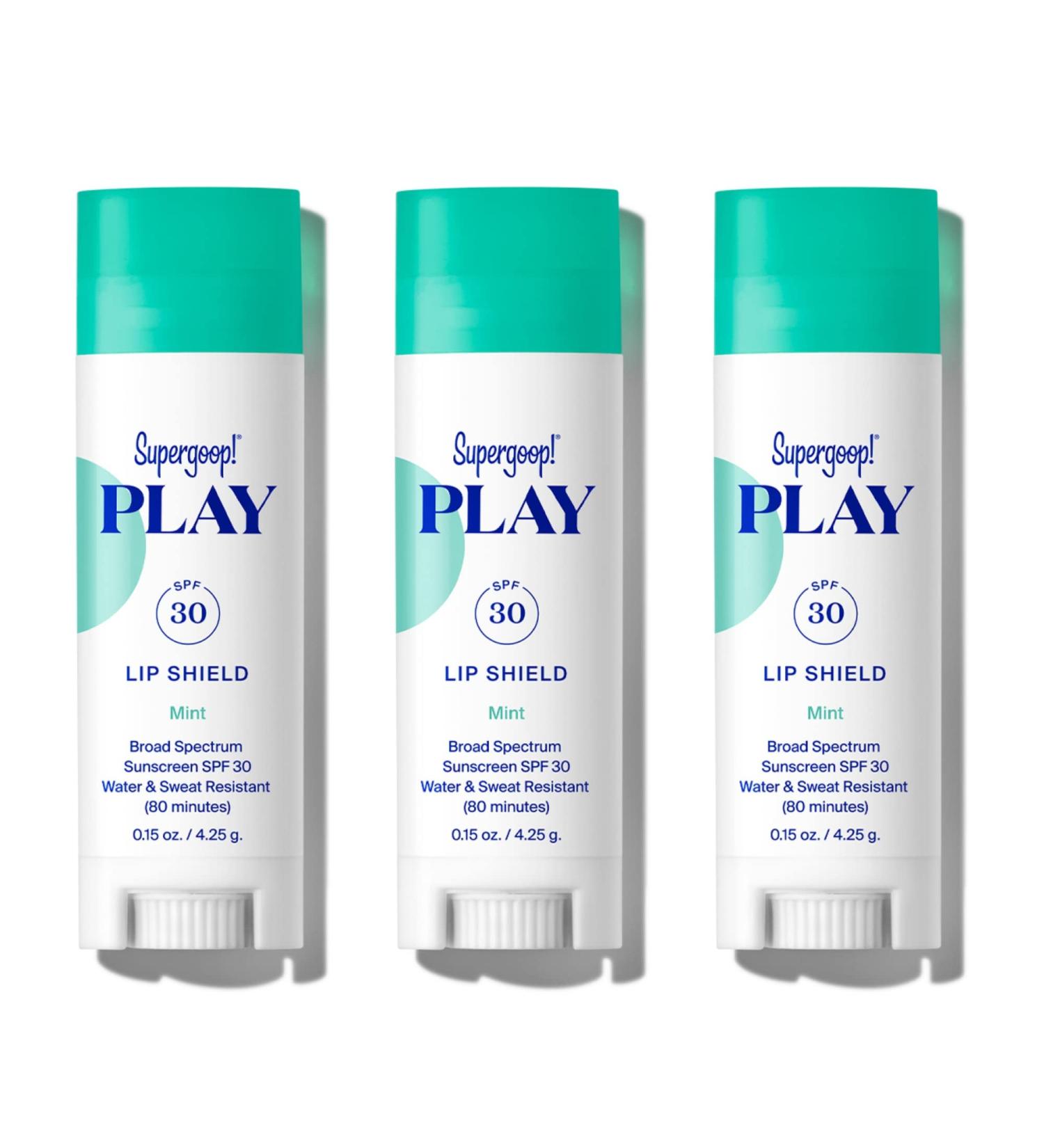Supergoop! PLAY Lip Shield SPF 30 with Mint - 3 Pack | Hydrating Reef-Friendly Lip Balm - Buy Online on GoSupps.com