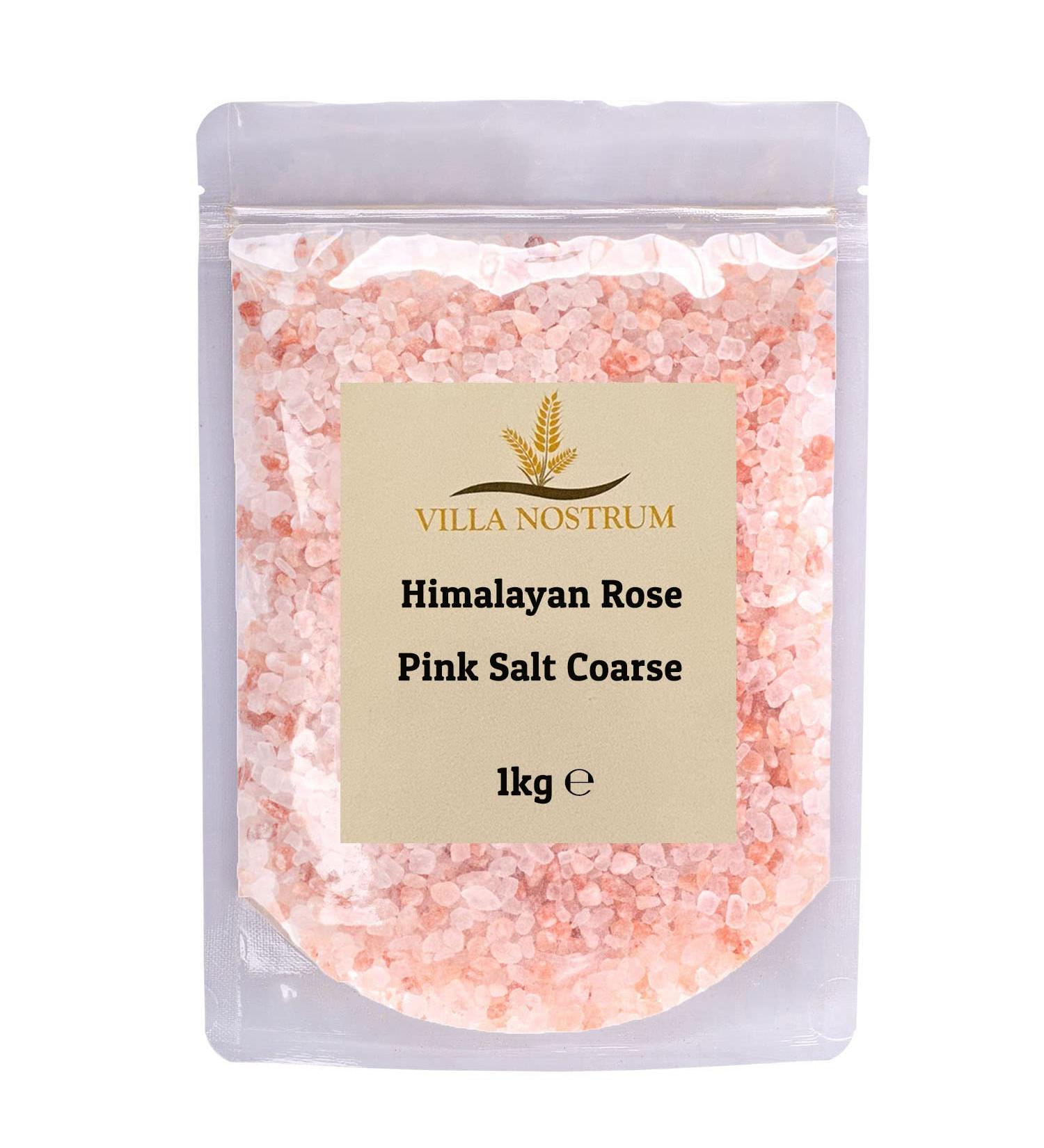 Himalayan Rose Pink Salt (Coarse) 1kg | Unrefined No Additives Resealable Pouch by Villa Nostrum - Buy Online on GoSupps.com