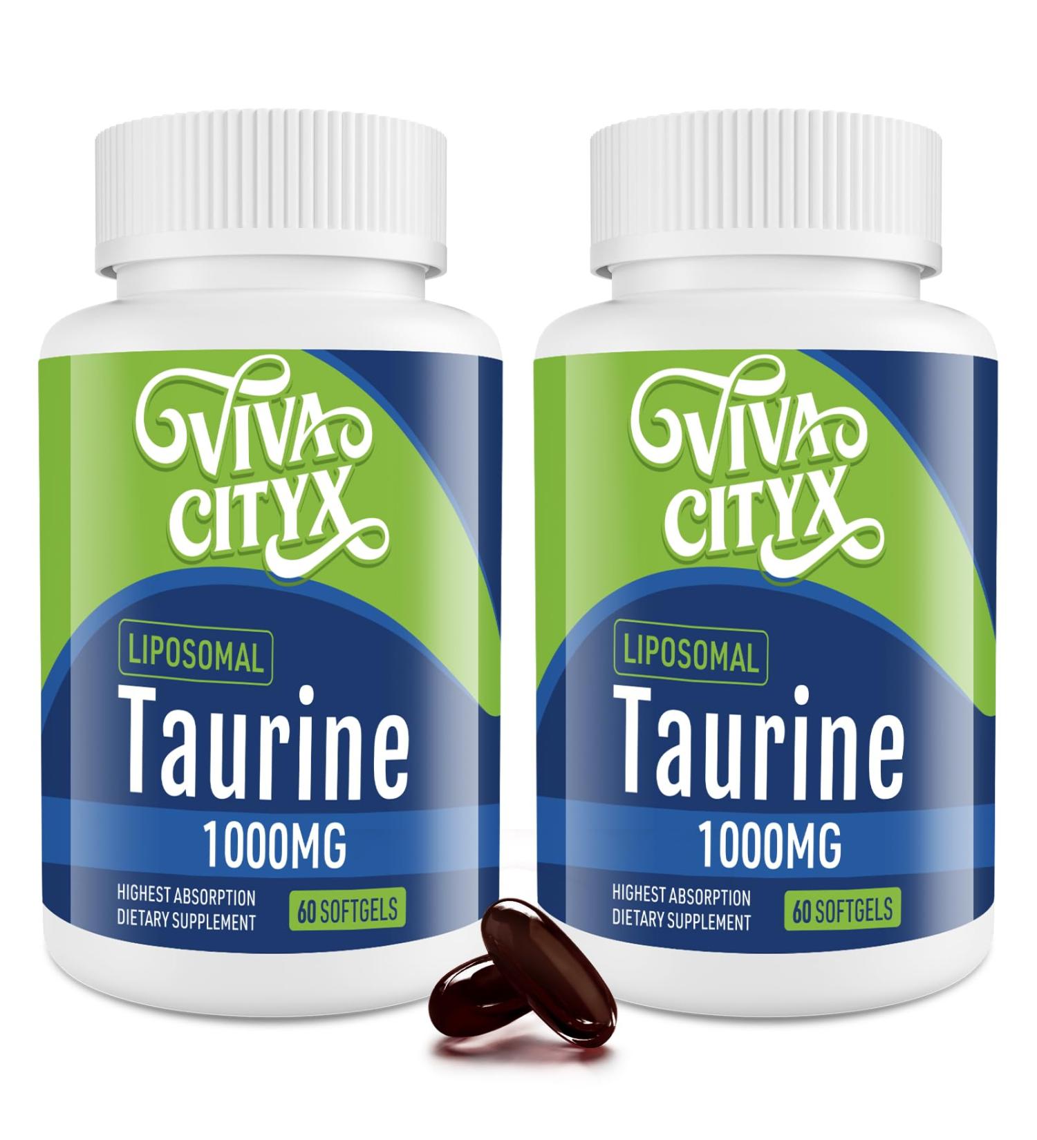 Taurine 1000mg - Liposomal Amino Acid Supplement for Heart Liver & Brain Health | Vegan Gluten Free - High Absorption (60 Softgels 2 Pack - Buy Online on GoSupps.com