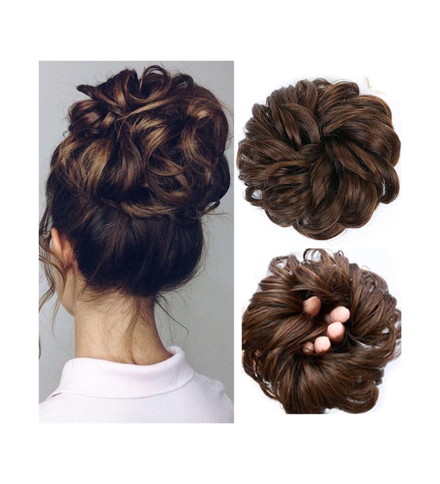 Messy Bun Hair Piece for Women 1PCS Tousled Updo Scrunchie Synthetic Messy Hair Bun Hair Piece Hair Extension Thick Wavy Ponytail Chignon Hairpieces for Women Girls Fake Hair Accessories for Women Light Brown - Buy Online on GoSupps.com