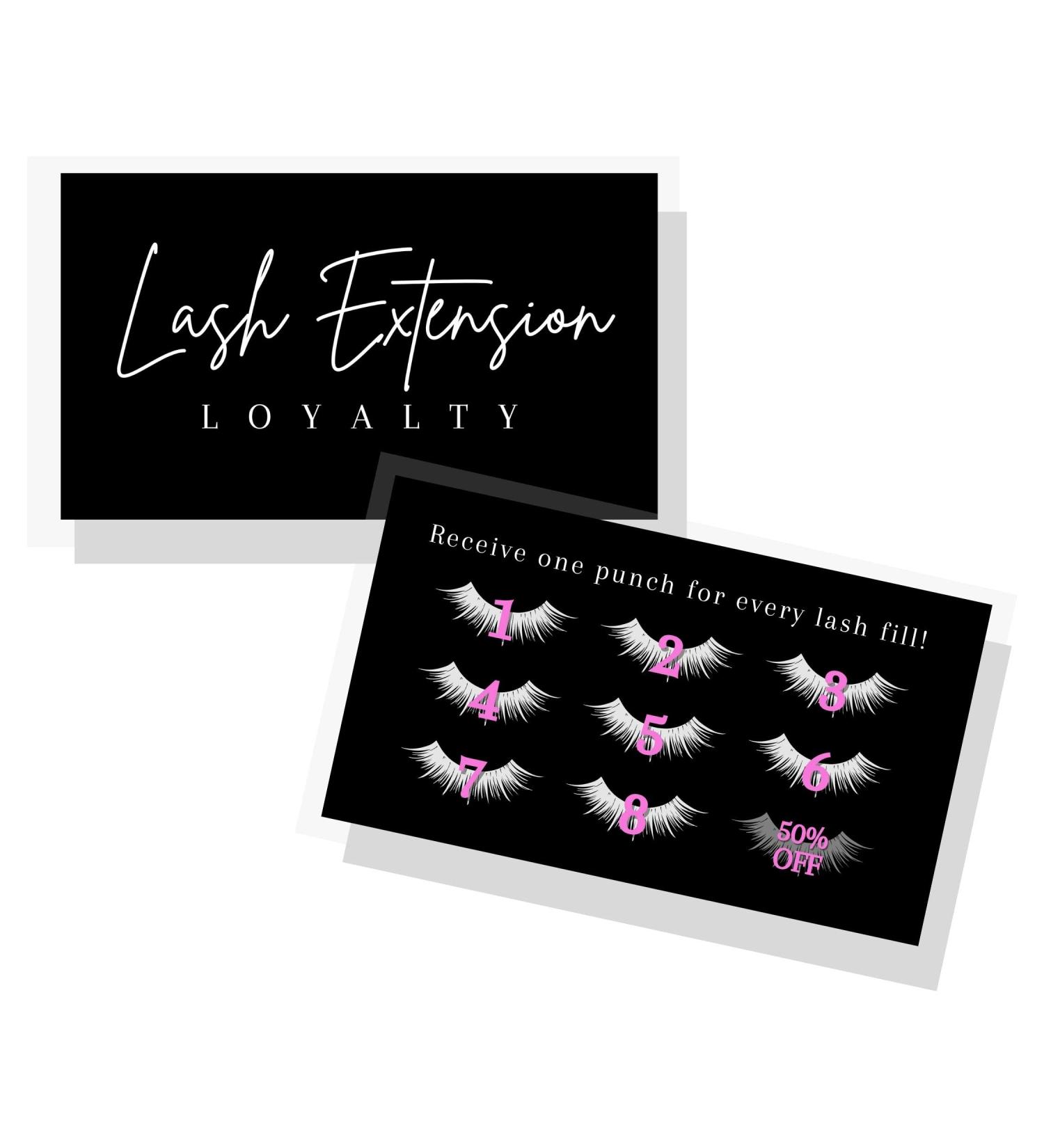 Lash Extension Loyalty Punch Cards | 50 Pack | Eyelash False 2x3.5 inches | Minimalist Black and White Design | Ideal for Aftercare Instructions | Perfect Match for Lash Artists - Buy Online on GoSupps.com