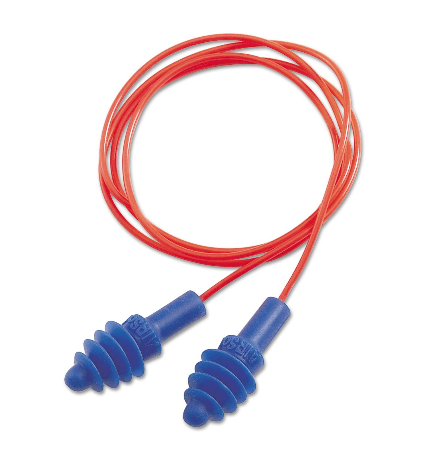 Honeywell DPAS30R DPAS-30R Airsoft Multiple-Use Earplugs 27NRR Red Polycord Blue 100/Box