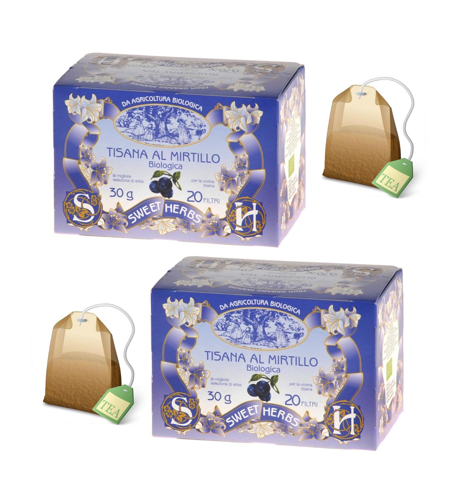  Apicoltura Brezzo Sweet Herbs | Blueberry Herbal Tea | Organic Blueberry Infusion Antioxidant and Draining - 2 x 20 Filters in Individual Bags (60 Gr) - Buy Online on GoSupps.com