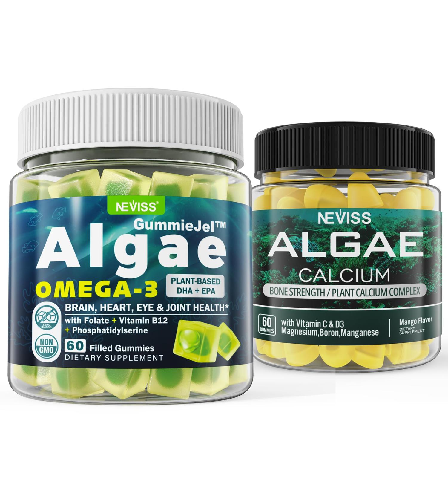 Algae Omega 3 Gummies + Marine Algae Calcium Gummies Bundle - Buy Online on GoSupps.com