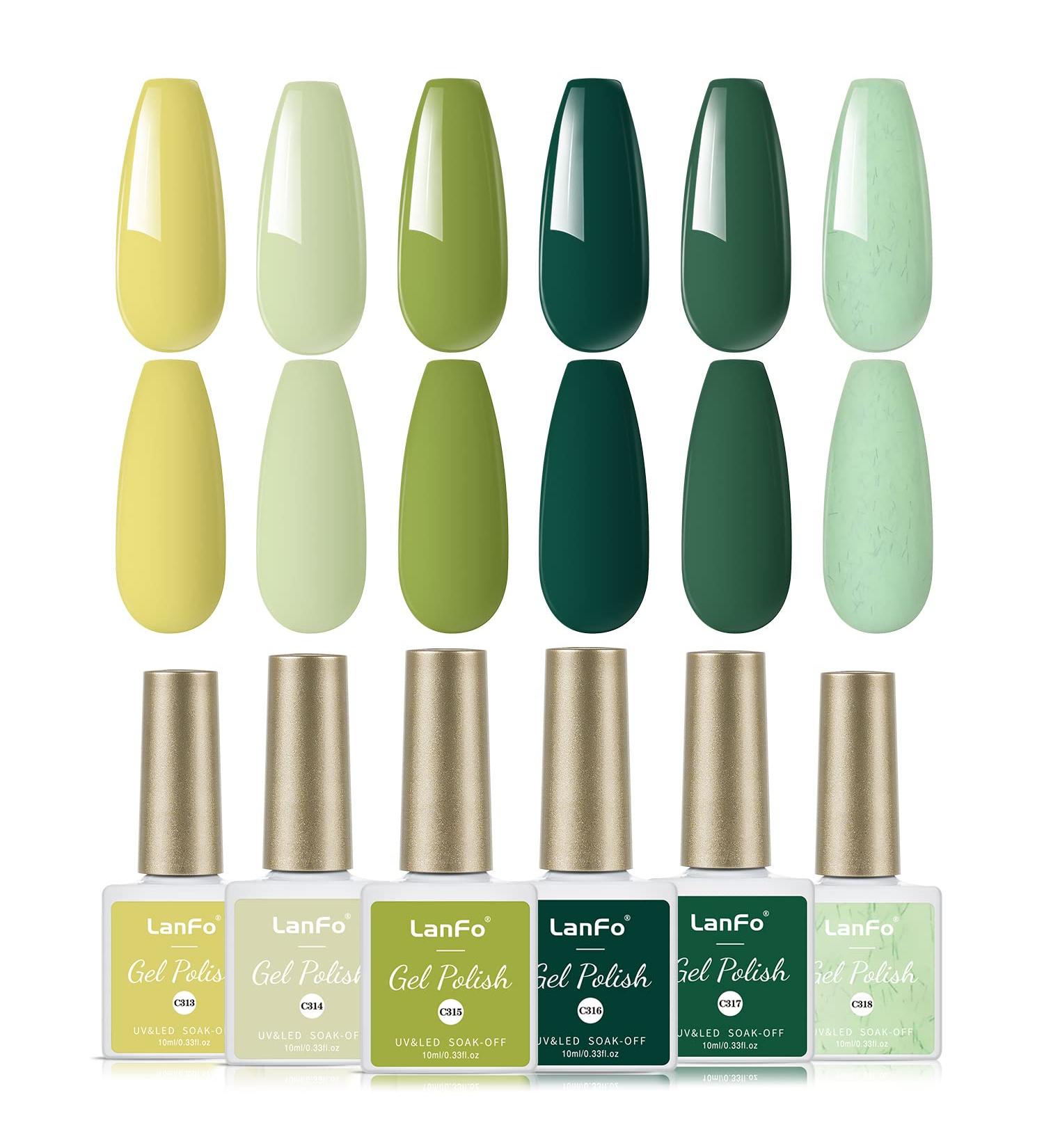 LanFo Green Gel Nail Polish Set - 6 Shades for Spring & Summer Collection - Buy Online on GoSupps.com