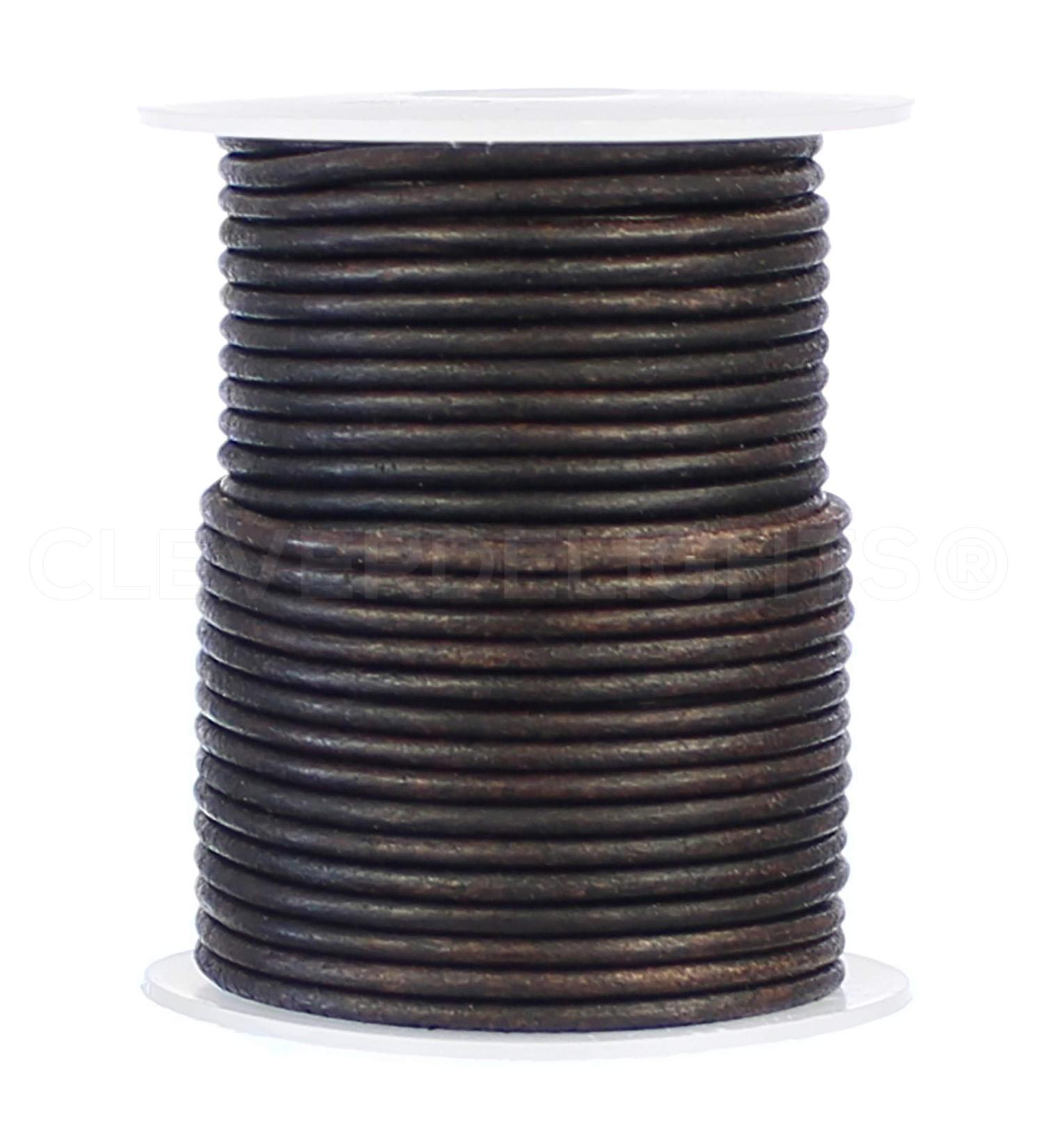 Genuine Leather Cord - 1/16 Round - 25 Feet - Dark Brown | CleverDelights - Buy Online on GoSupps.com