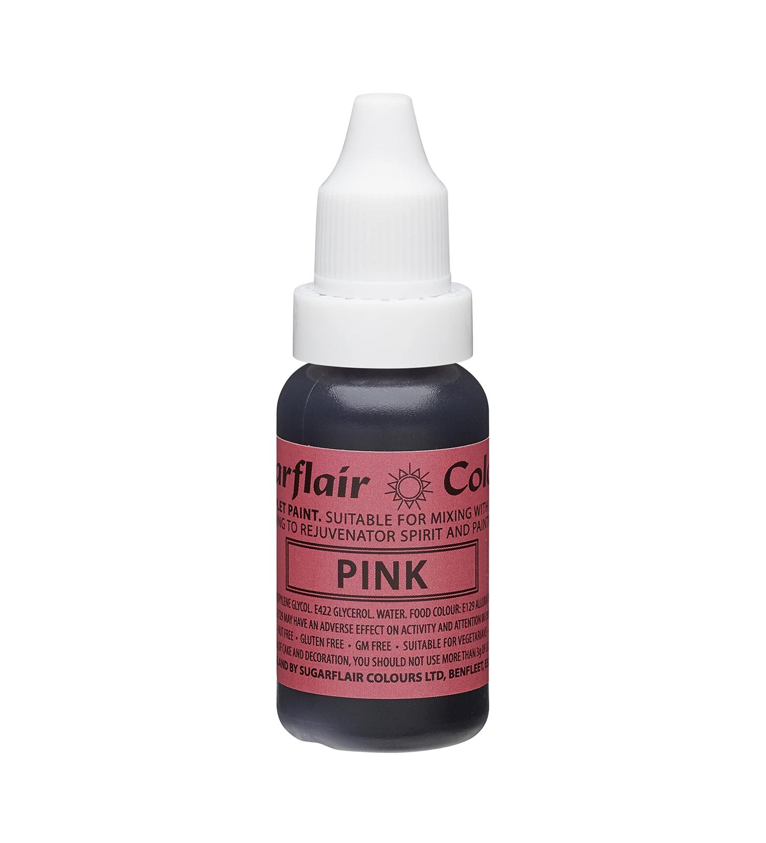 Sugarflair Pink Liquid Food Colouring Droplet For Colouring Royal Icing Sugarpaste Buttercream Sugarpaste Also For Painting & Can Be Used With An Airbrush - 14ml