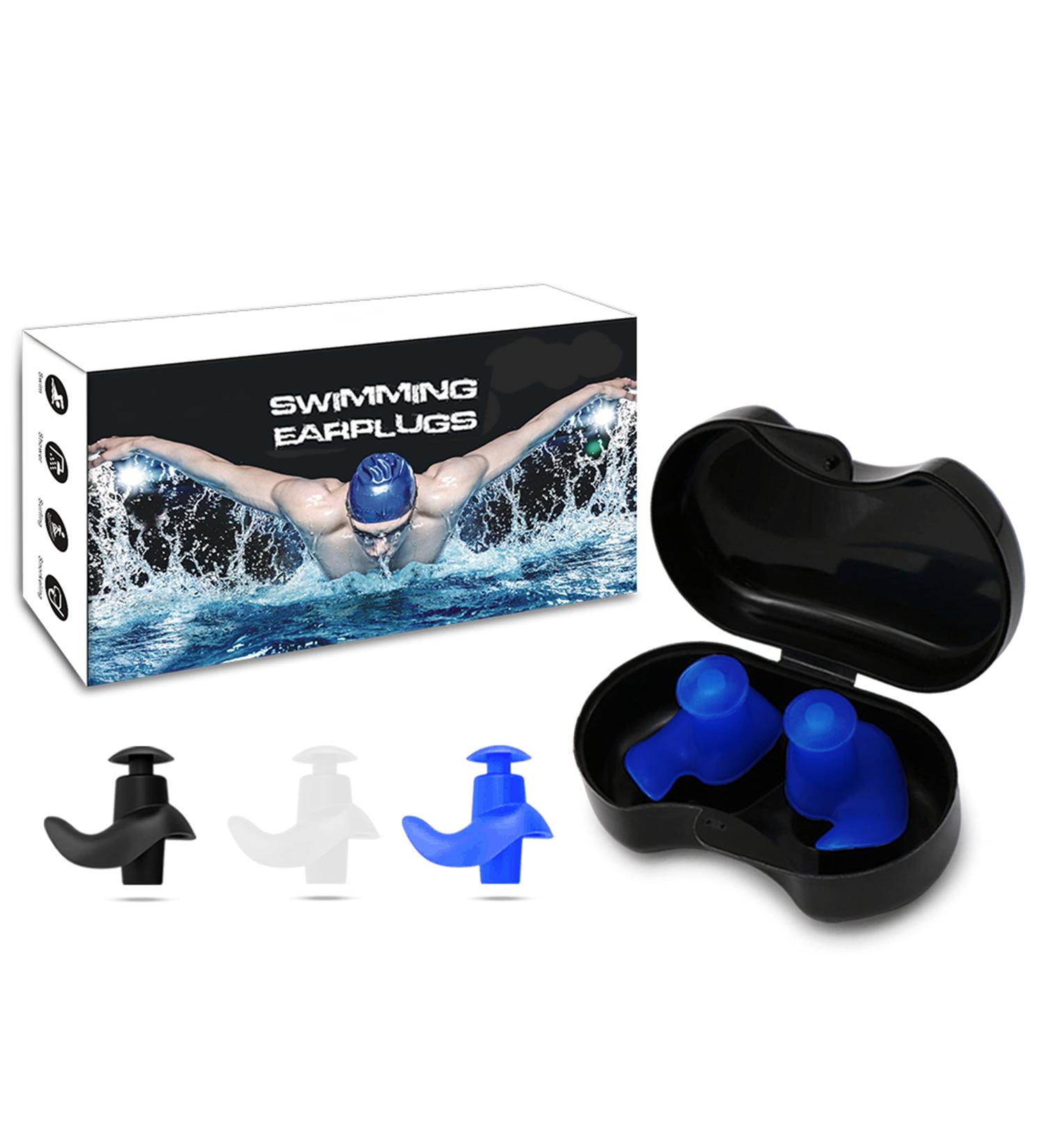 Swimming Ear Plugs 3 Pairs - Waterproof Reusable Silicone Earplugs for Adults & Teens 14+ - Ideal for Swimming, Surfing, Snorkeling, and Showering - Buy Online on GoSupps.com