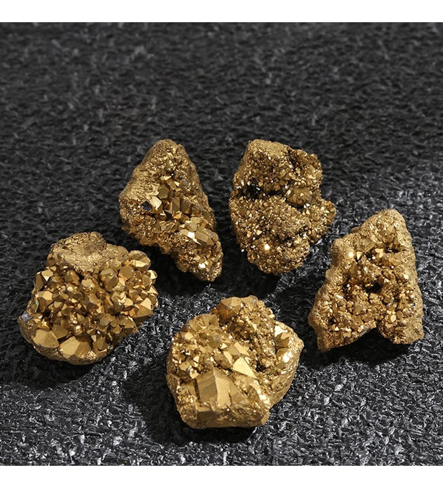 Crystal 1Pc Natural Materials Jewelry Making Electroplating Gold Raw Gemstone Crystal Cluster Titanium Geode Gifts Specimens - Buy Online on GoSupps.com