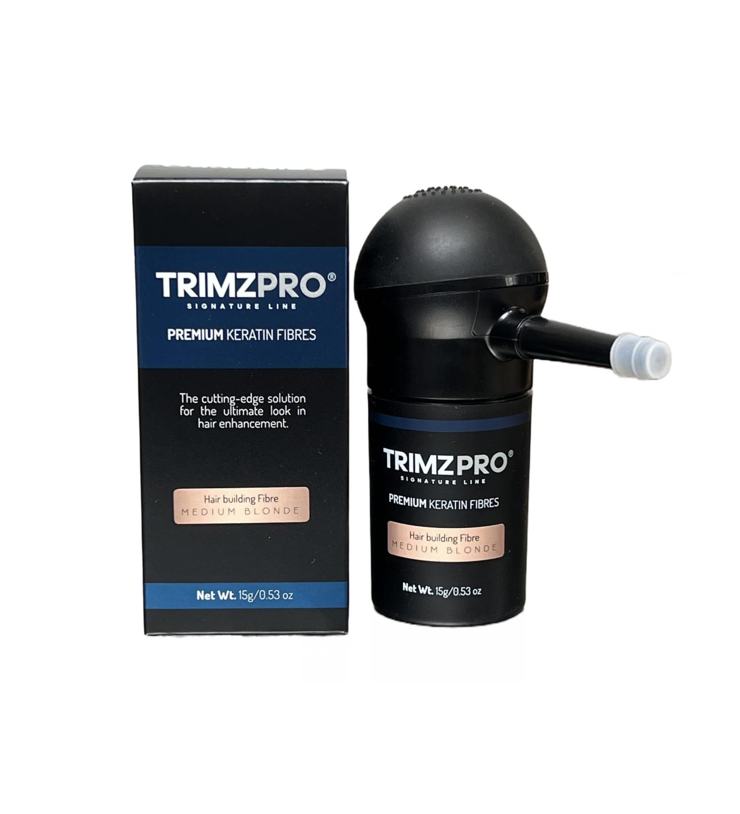 Trimzpro Signature Keratin Hair Fibres 14g - 10 Shades | Instant Thickening & Concealing Powder | Lock-In Tech for Natural Look & Durability | Hair Volumizer for Men & Women MEDIUM BLONDE - Buy Online on GoSupps.com