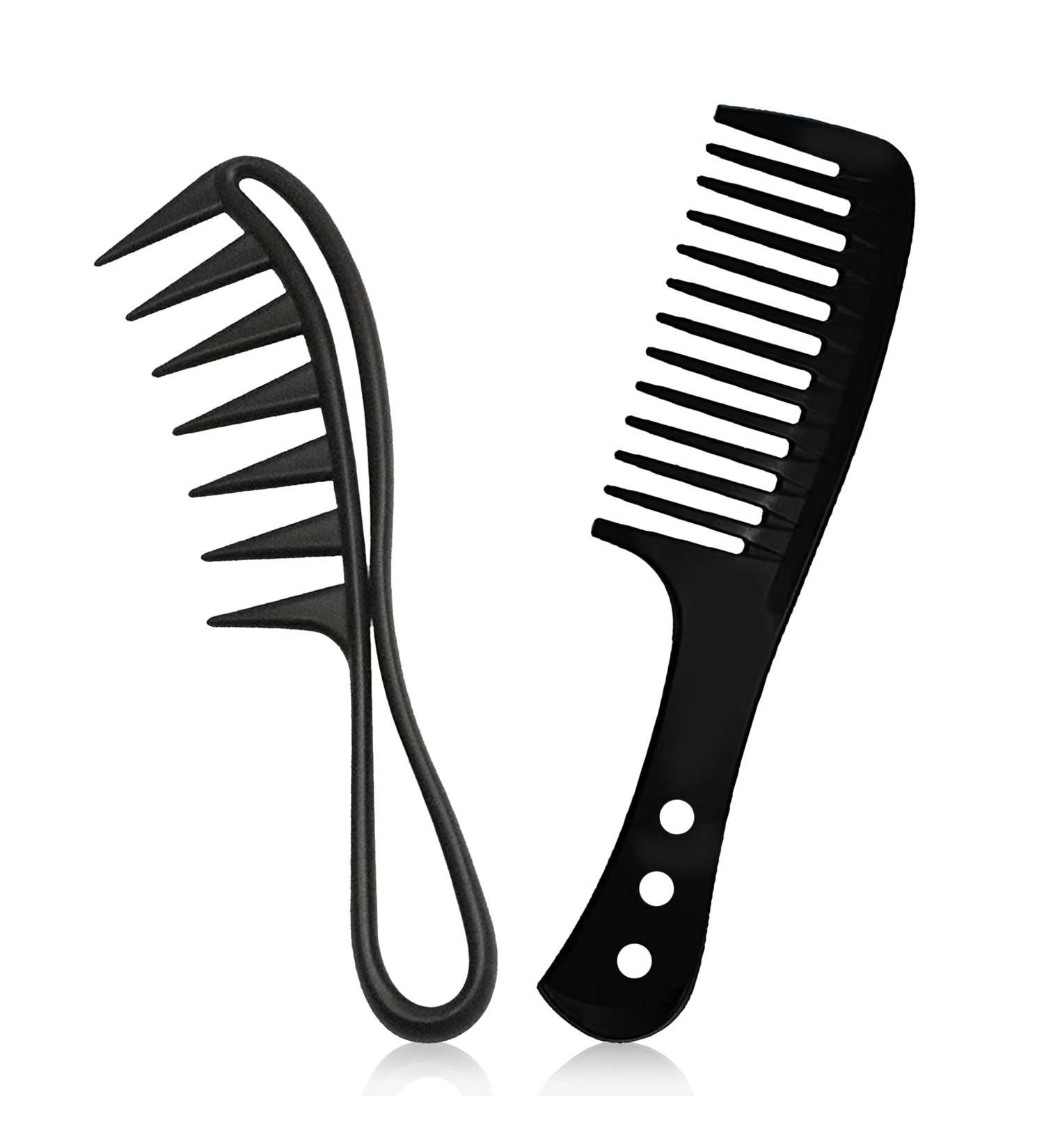 2 Pcs Wide Tooth Shark Hair Comb for Curly Thick Hair - Black - Buy Online on GoSupps.com