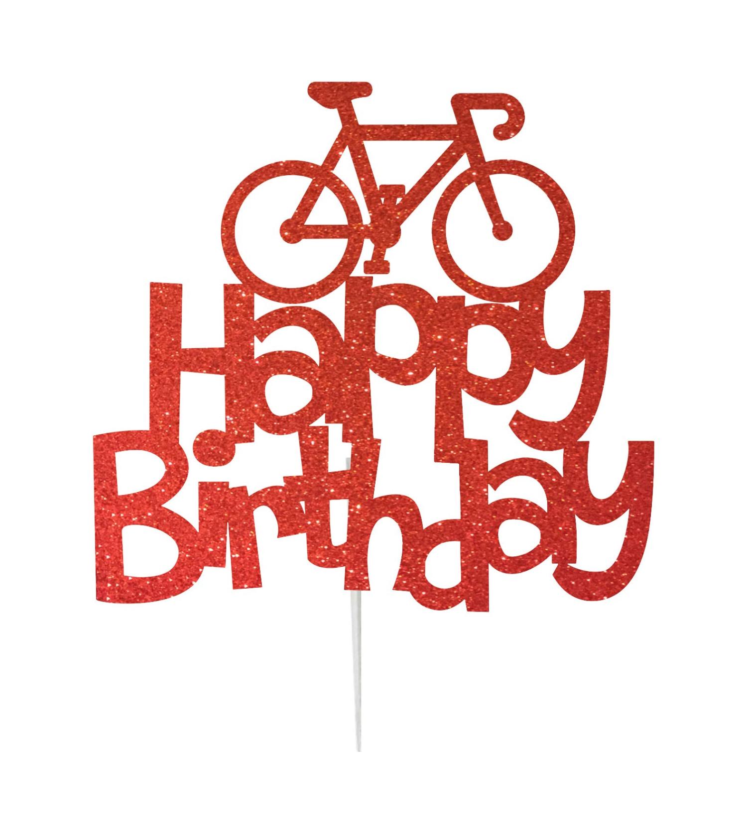 LissieLou Bicycle Style Happy Birthday Cake Topper Decoration in Red Made in the UK - Buy Online on GoSupps.com