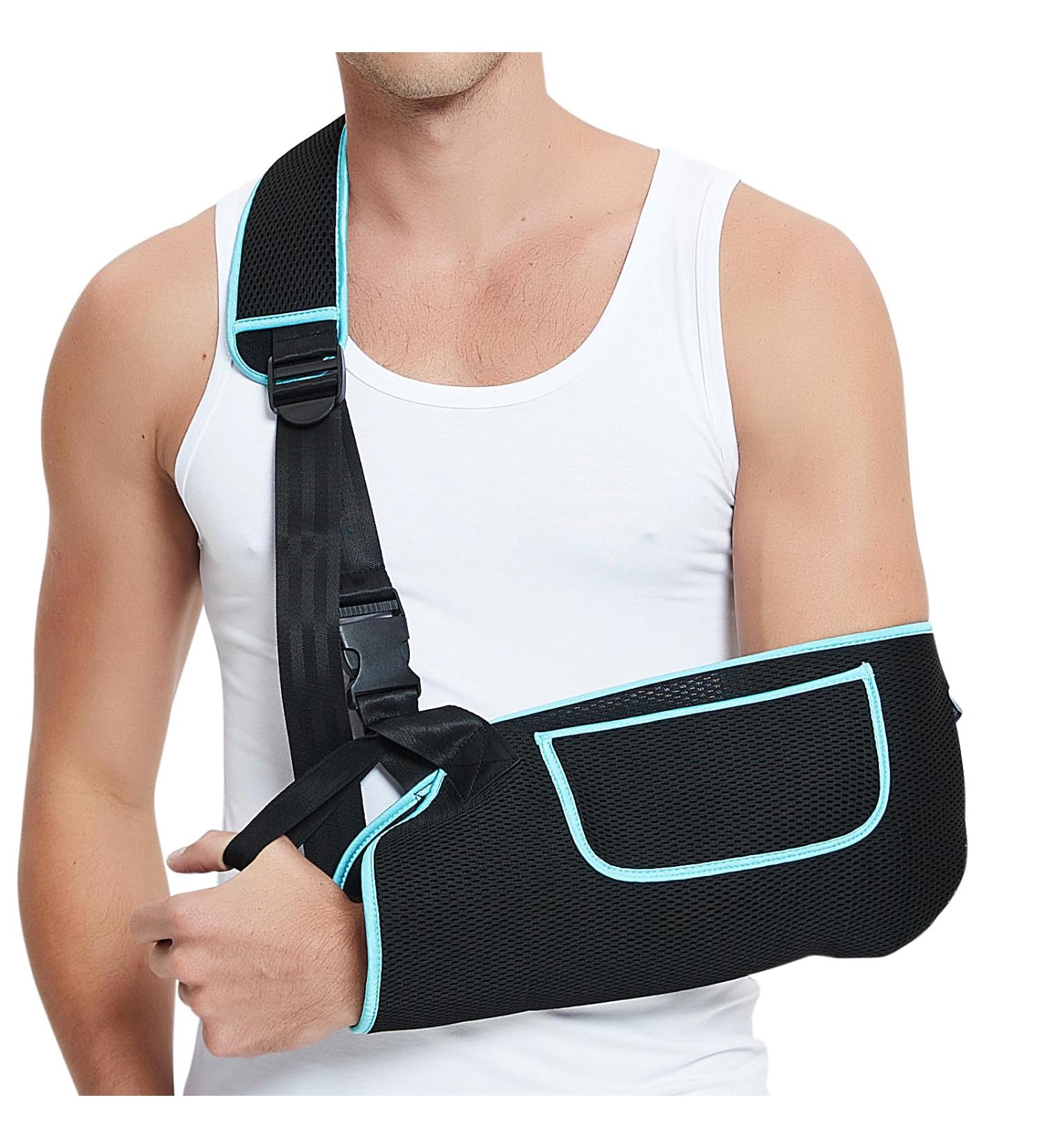 Arm Sling Shoulder Immobilizer - Medical Support Brace for Rotator Cuff Injury | Comfortable Adjustable L/XL for Men & Women | Suitable for Broken Dislocated Fracture or Strain - Buy Online on GoSupps.com