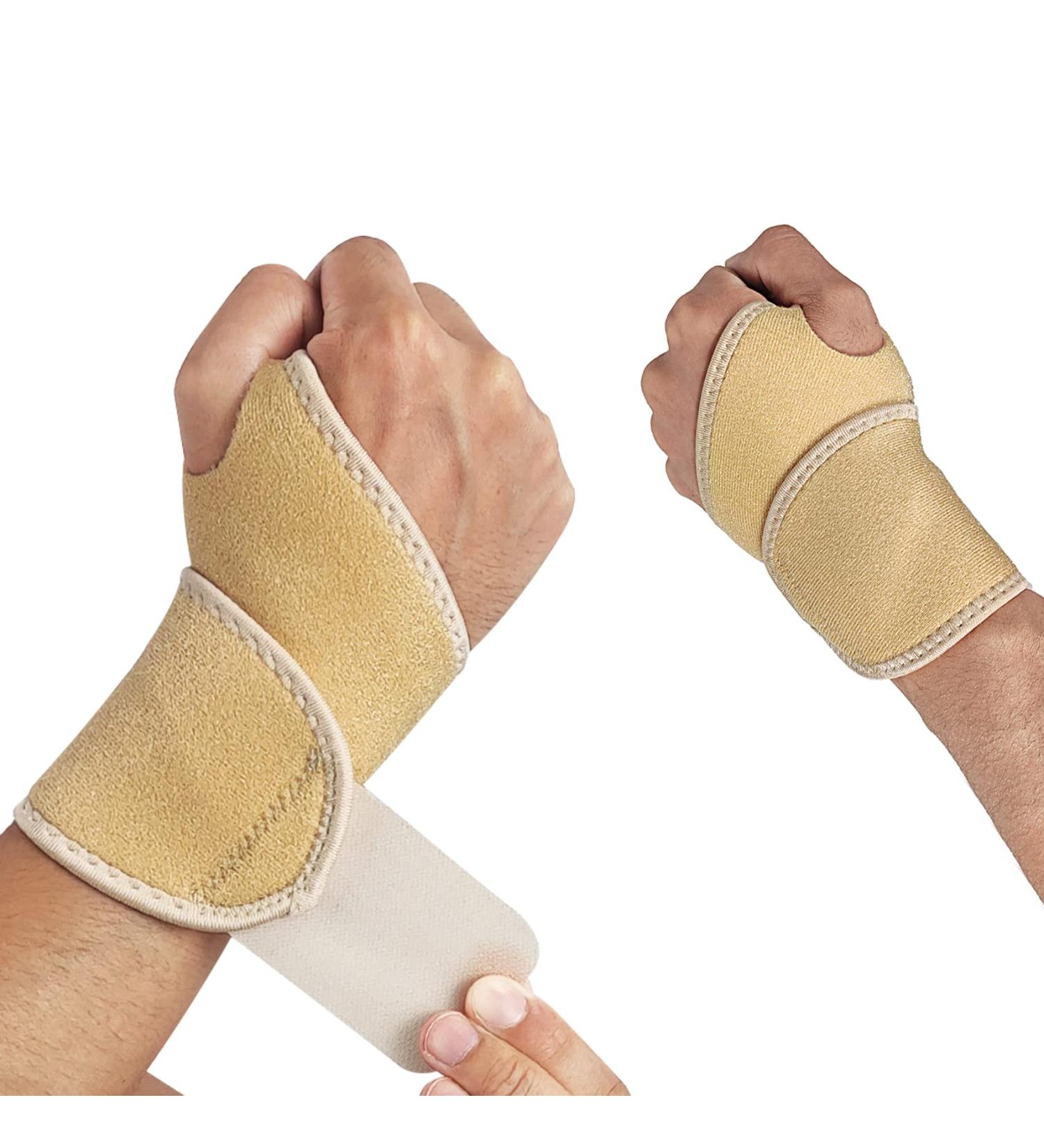 Abnii Wrist Support - Compression Brace for Carpal Tunnel & Arthritis Pain Relief - Beige (1Pair) - Buy Online on GoSupps.com