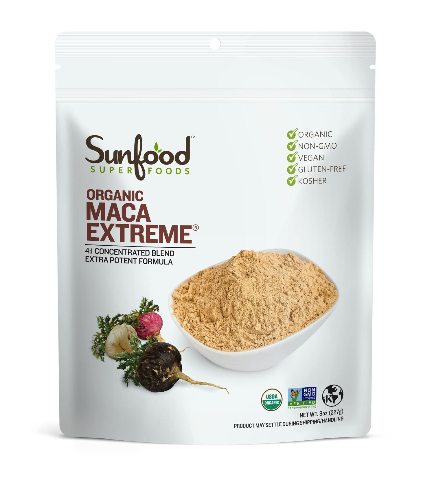 Sunfood Raw Organic Maca Powder - Extreme 8 oz (227 g) for Energy & Wellness - Buy Online on GoSupps.com