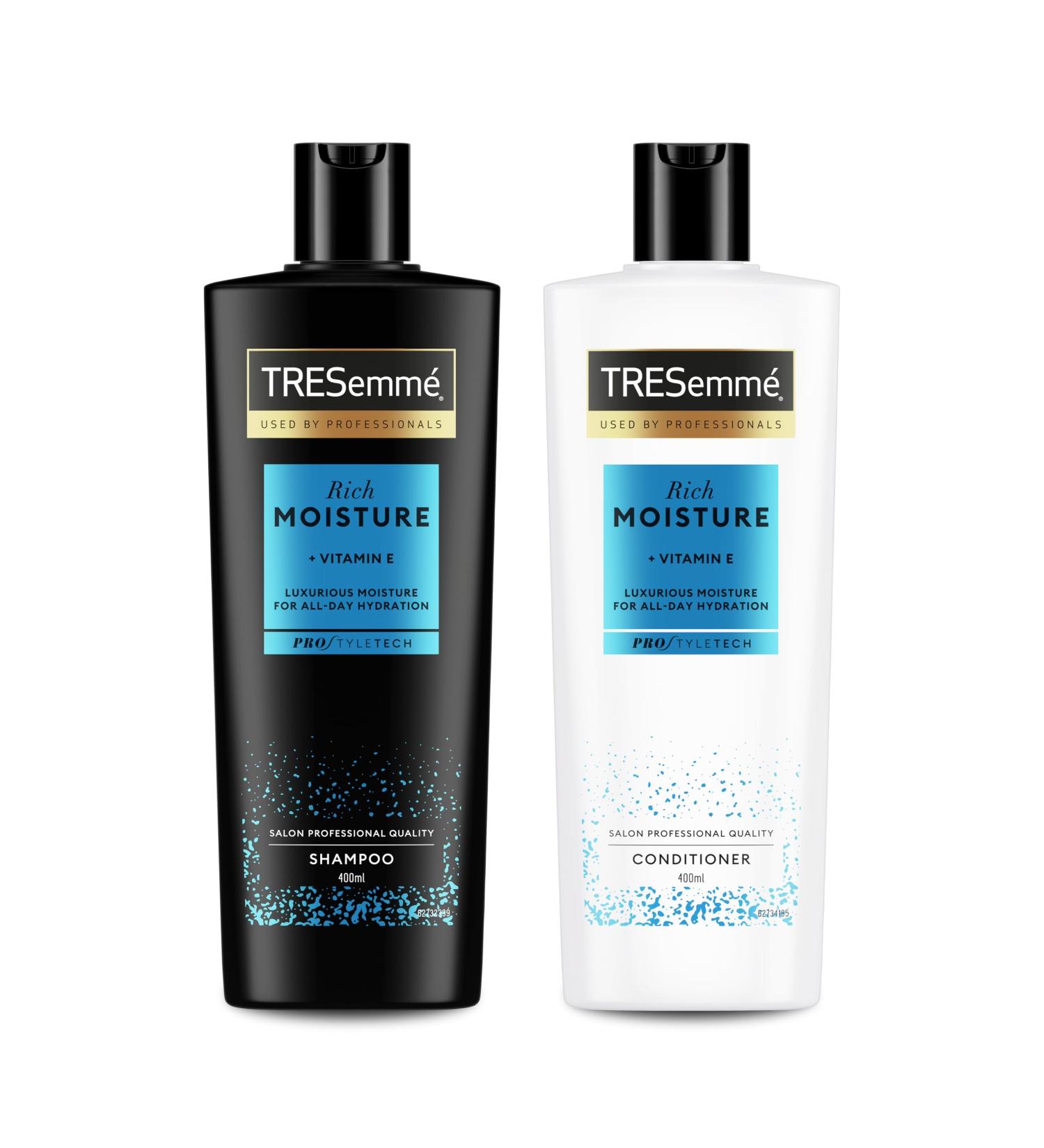Unilever TRESemm Rich Moisture Shampoo and Conditioner for dry damaged hair 400 ml + 400 ml - Buy Online on GoSupps.com