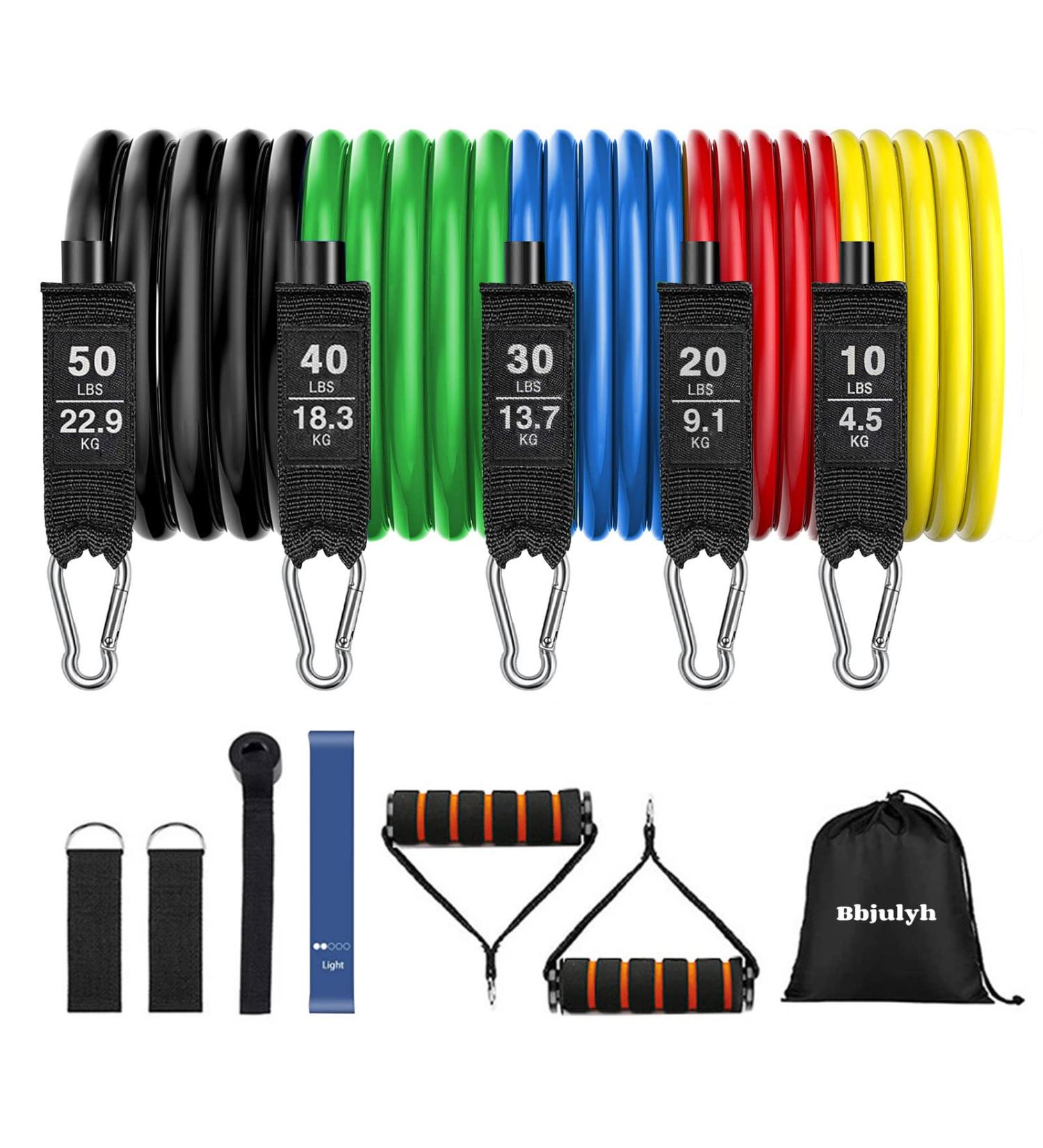 Resistance Bands Set - Stackable Up to 150 lbs for Home & Outdoor Workouts | Fitness Exercise Cords for Men & Women - Buy Online on GoSupps.com