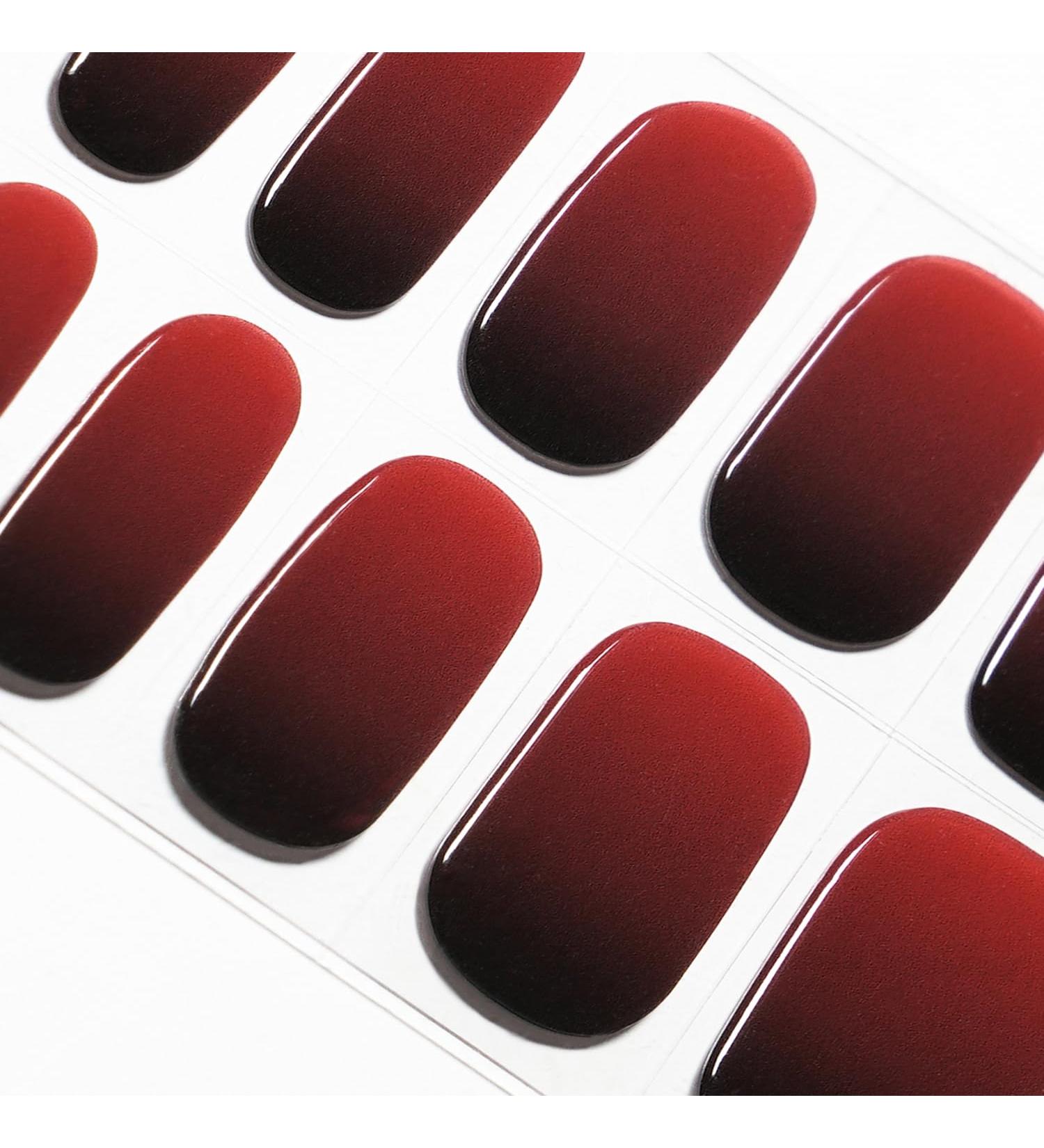 Danni & Toni Half Hardened Gel Nail Films - Miss Maroon UV Gel Nail Foil Stickers | Black Red Self-Adhesive Nail Wraps - 28 Pack - Buy Online on GoSupps.com