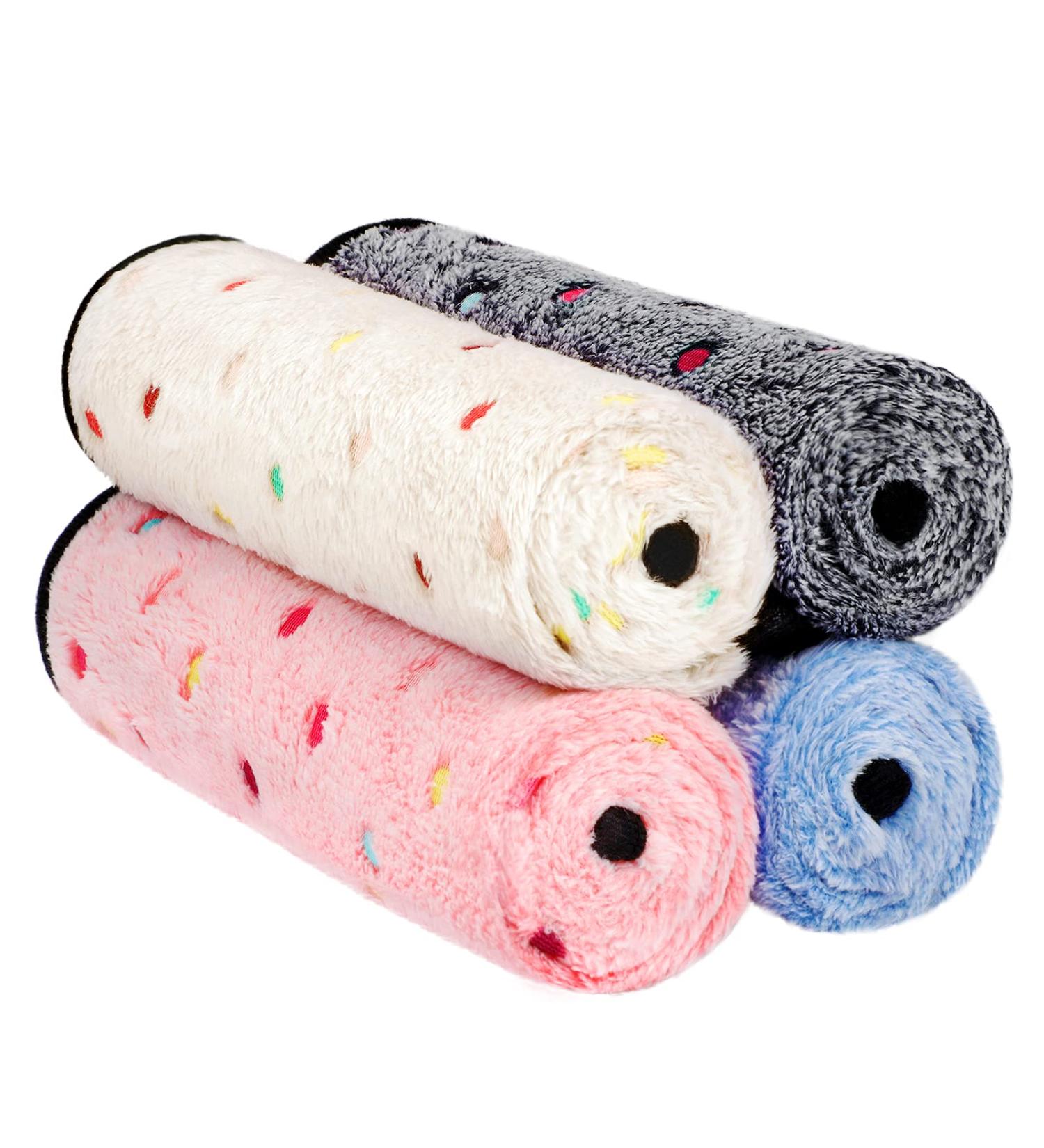 URATOT Dot Print Pet Blanket 4-Piece Set | Soft & Durable Dog Blanket | 24x16 Inches | Blue Pink Dark Grey Beige - Buy Online on GoSupps.com