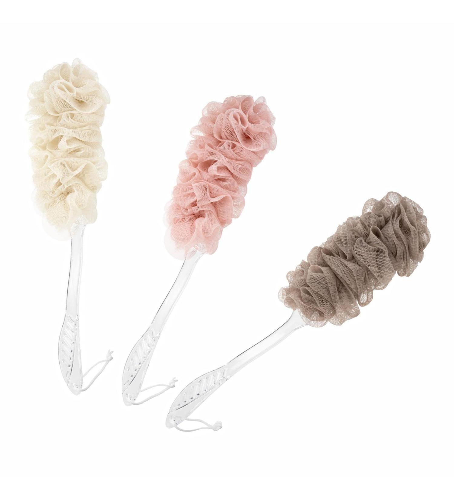 Exfoliating Shower Brush | Long Handle Bath Scrubber for Body and Back | Soft Mesh Loofah | Non-Slip Handle | Bathroom Body Brush - Buy Online on GoSupps.com