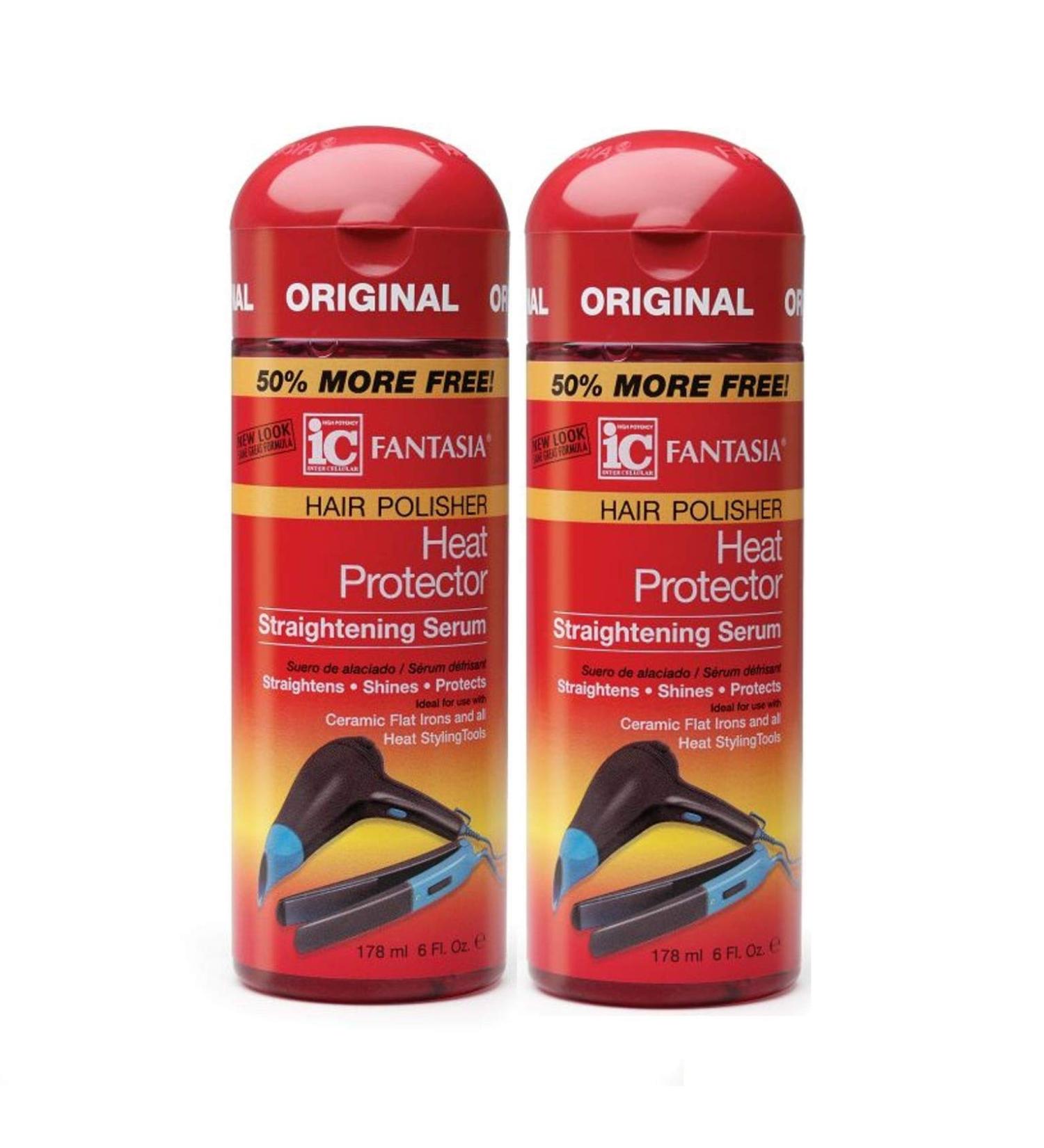 Fantasia High Potency IC Heat Protector Straightening Serum, Hair Polisher, 6 oz (Pack of 2)
