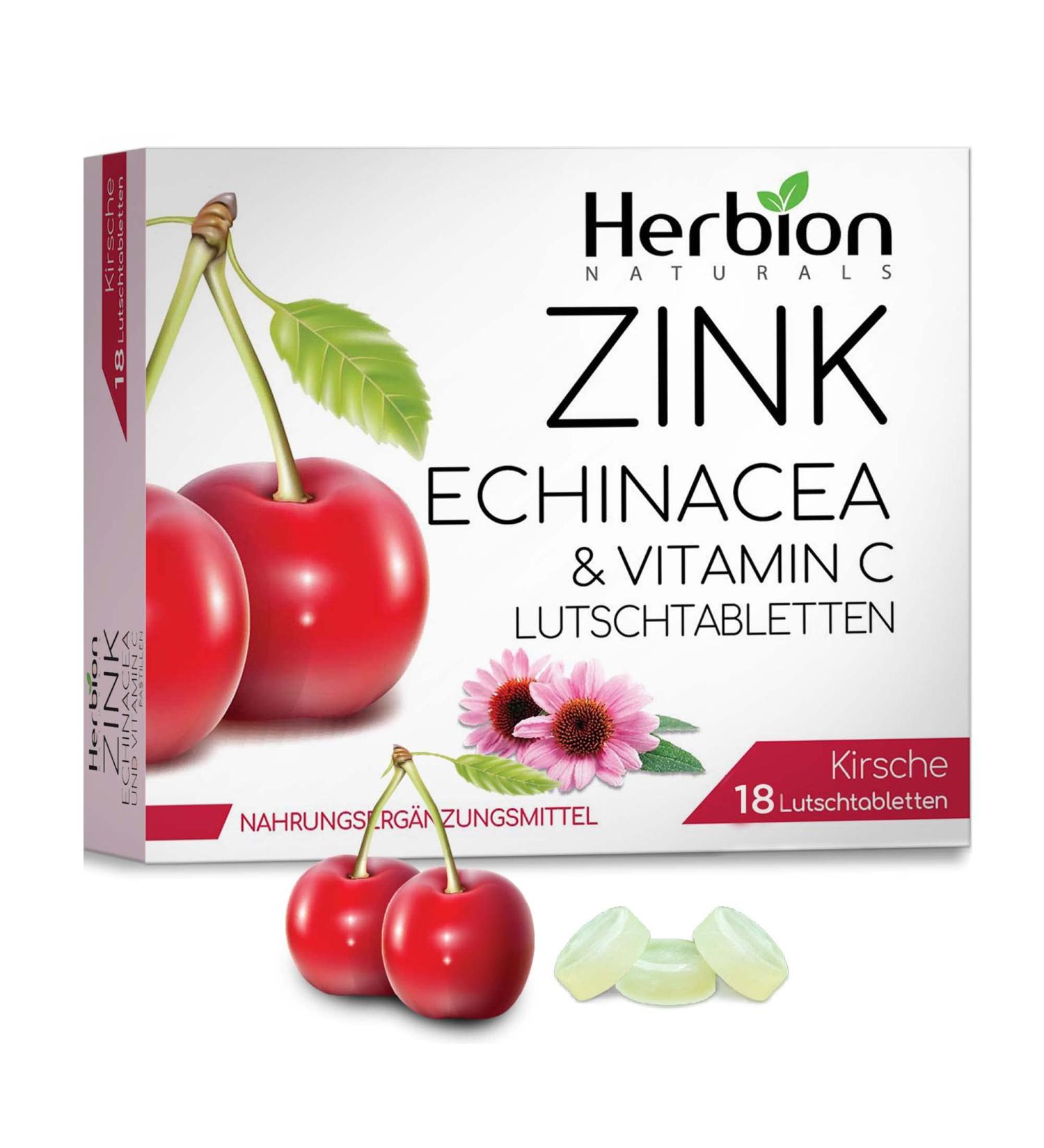 Herbion Naturals Zinc Echinacea & Vitamin C Lozenges - Natural Cherry - 18 ct - Dietary Supplements for Adults & Kids 5+ - Buy Online on GoSupps.com