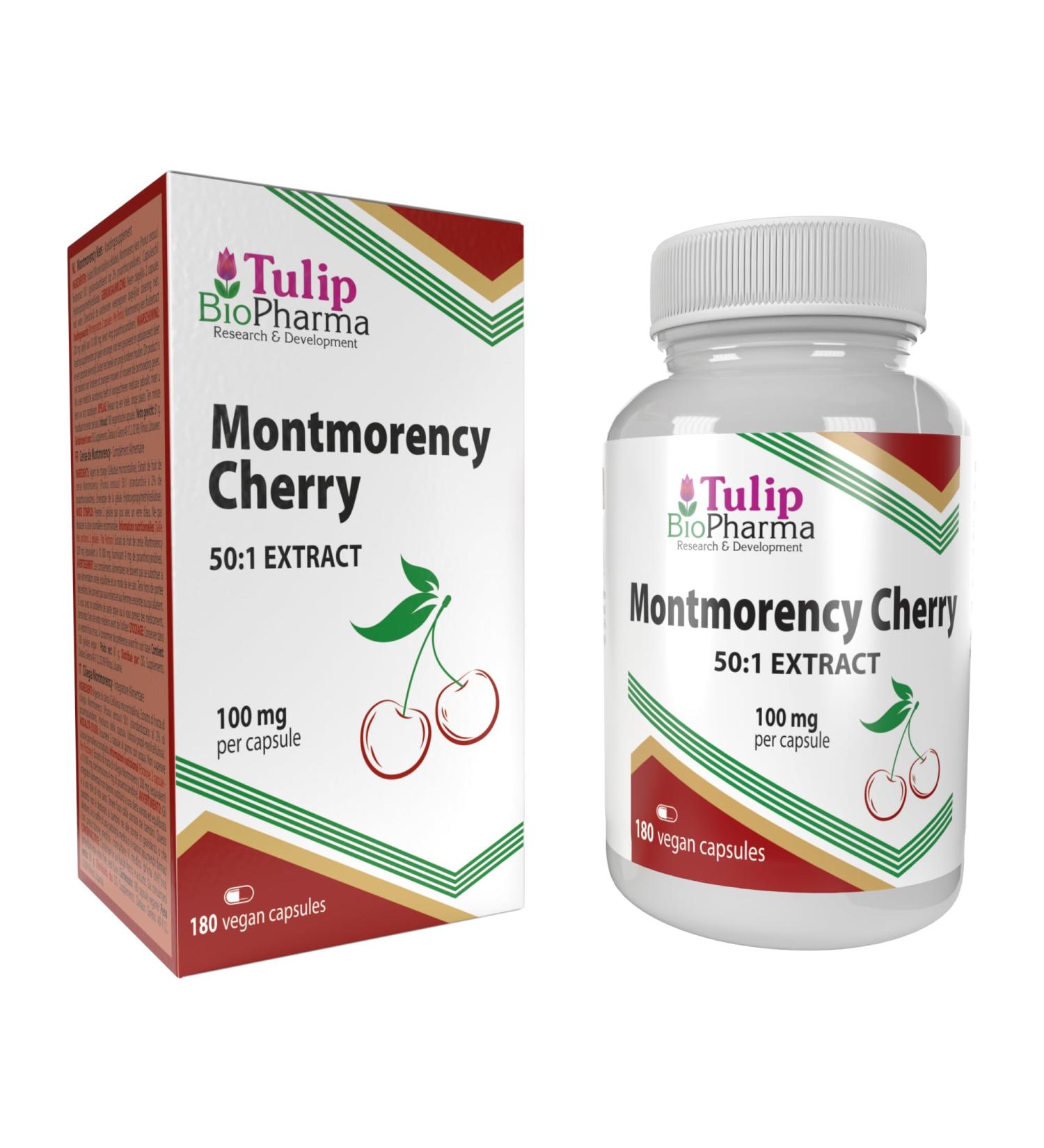 Montmorency Cherry 5000mg Equivalent (100mg 50:1 Extract) 180 Vegan, Third Party Tested, Natural Tart Cherry