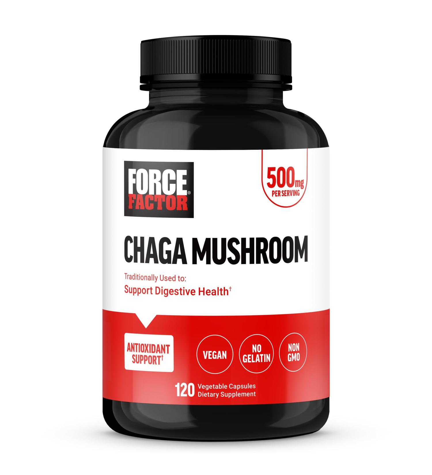 Force Factor Chaga Mushrooms Capsules Mushroom Supplement to Support Gut Health and Digestion Made from Real Mushrooms Vegan Non-GMO 120 Capsules - Buy Online on GoSupps.com