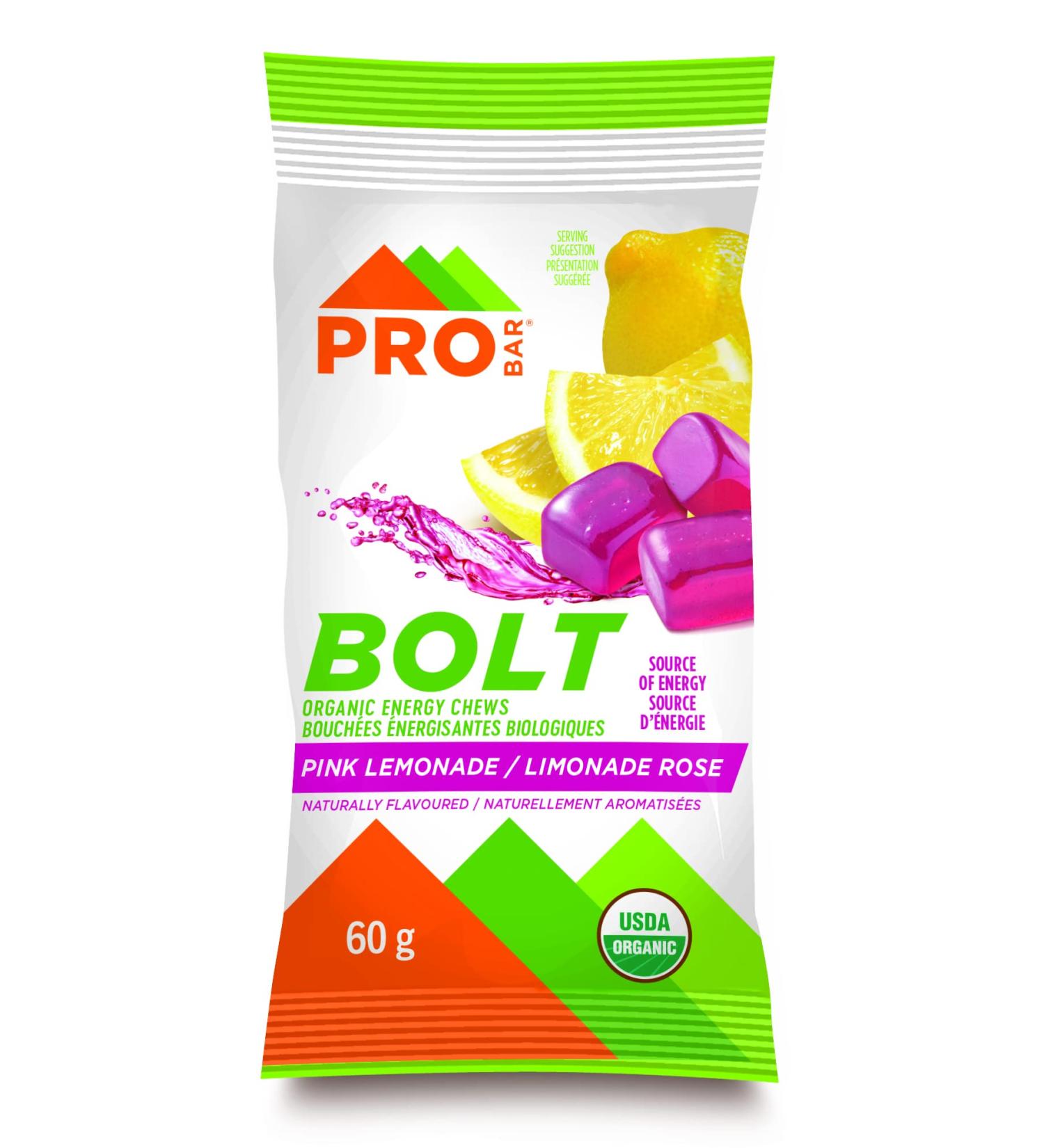 PROBAR - Bolt Organic Energy Chews Pink Lemonade Non-GMO Gluten-Free USDA Certified Organic Healthy Natural Energy Fast Fuel Gummies (12 Count) - Buy Online on GoSupps.com