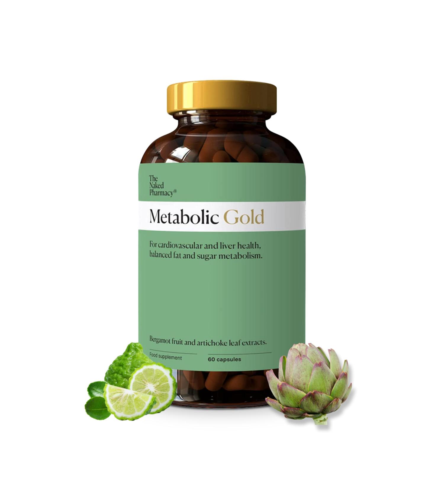 Metabolic Gold Citrus Bergamot Supplement with Artichoke & Baobab | Blood Pressure & Cholesterol Support | Vegan | 60 Capsules - Buy Online on GoSupps.com