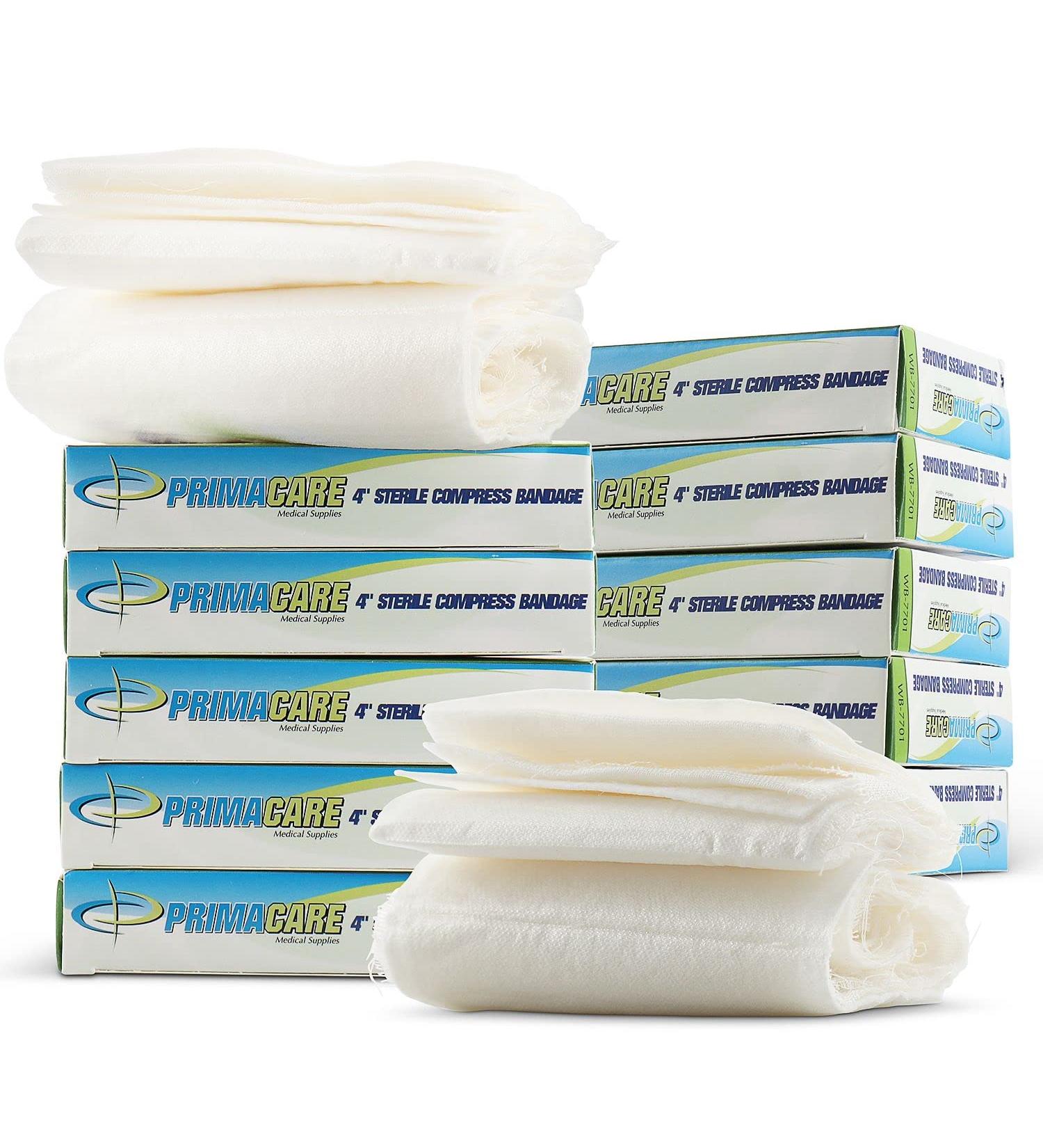 PrimaCare WB-7701-CS First Aid Sterile Compress Bandage - 4x7 Medical Gauze Roll Pack of 12 | International Shipping Available - Buy Online on GoSupps.com