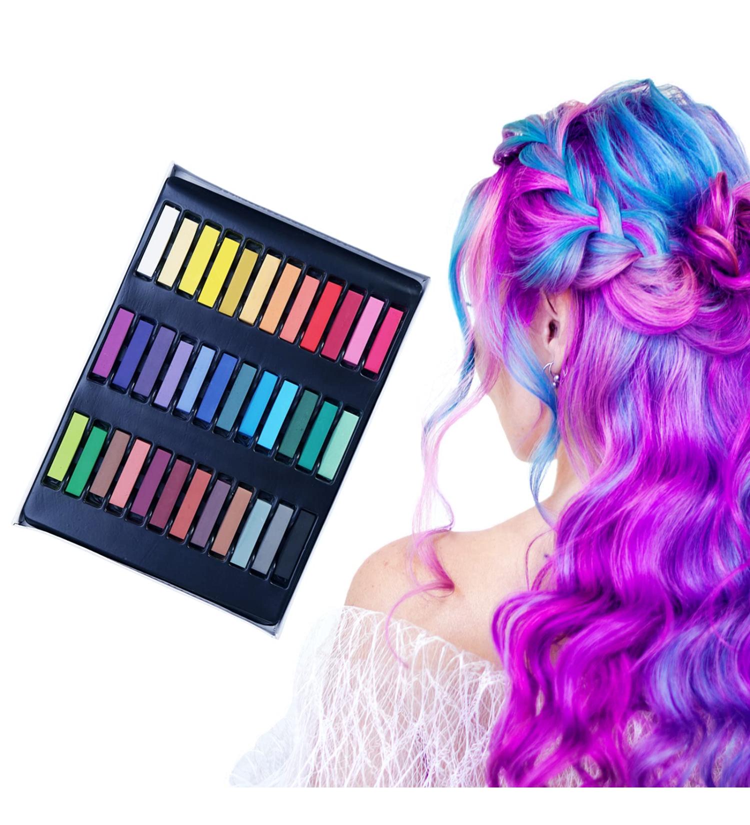 Hair Coloring Chalk Dye Tools - 36 Non-toxic Temporary Pastel Colors Kit for Instant Color Wash Out - Buy Online on GoSupps.com