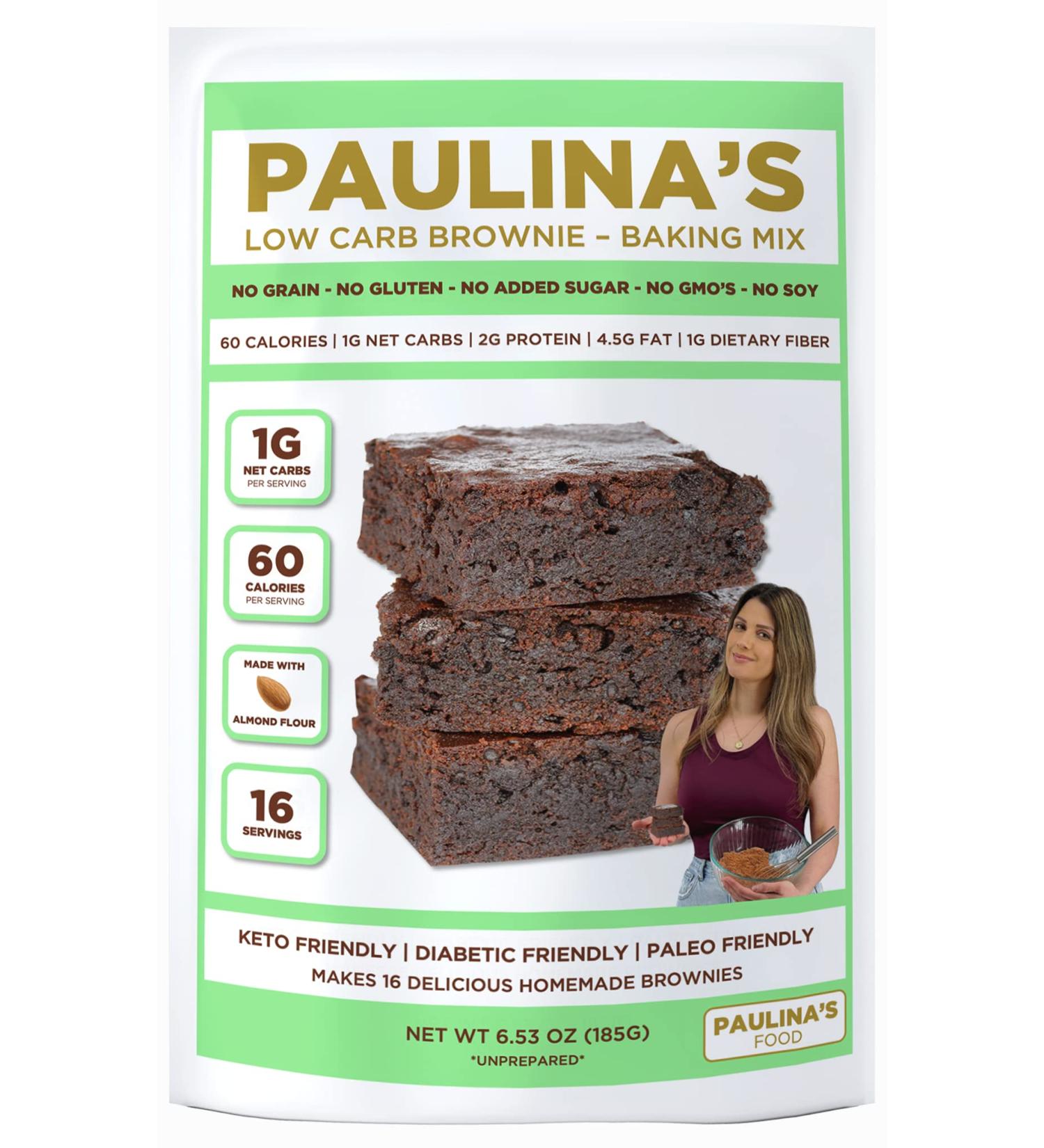 Paulinas Keto Chocolate Brownie Cake Mix  Just 1g Net Carbs Per Serving  Gluten Free  Low Carb  Diabetic & Paleo Friendly  Sugar Free Dessert  Non-GMO  Easy To Make  16 Servings - Buy Online on GoSupps.com