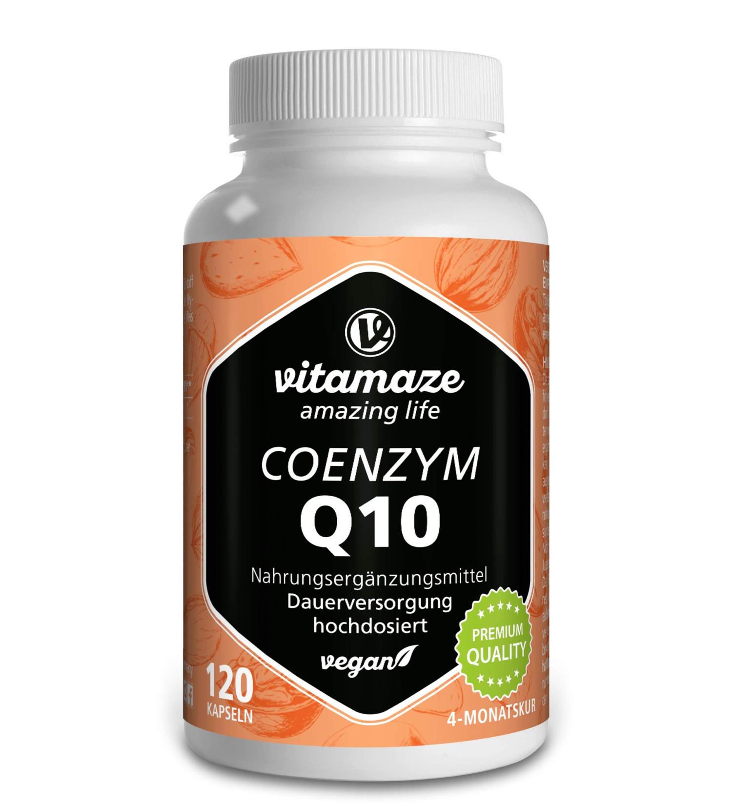 High Dose Coenzyme Q10 Capsules 200mg | Vegan 120 Count 98% Ubichinon | Optimal Bioavailability | Made in Germany - Buy Online on GoSupps.com