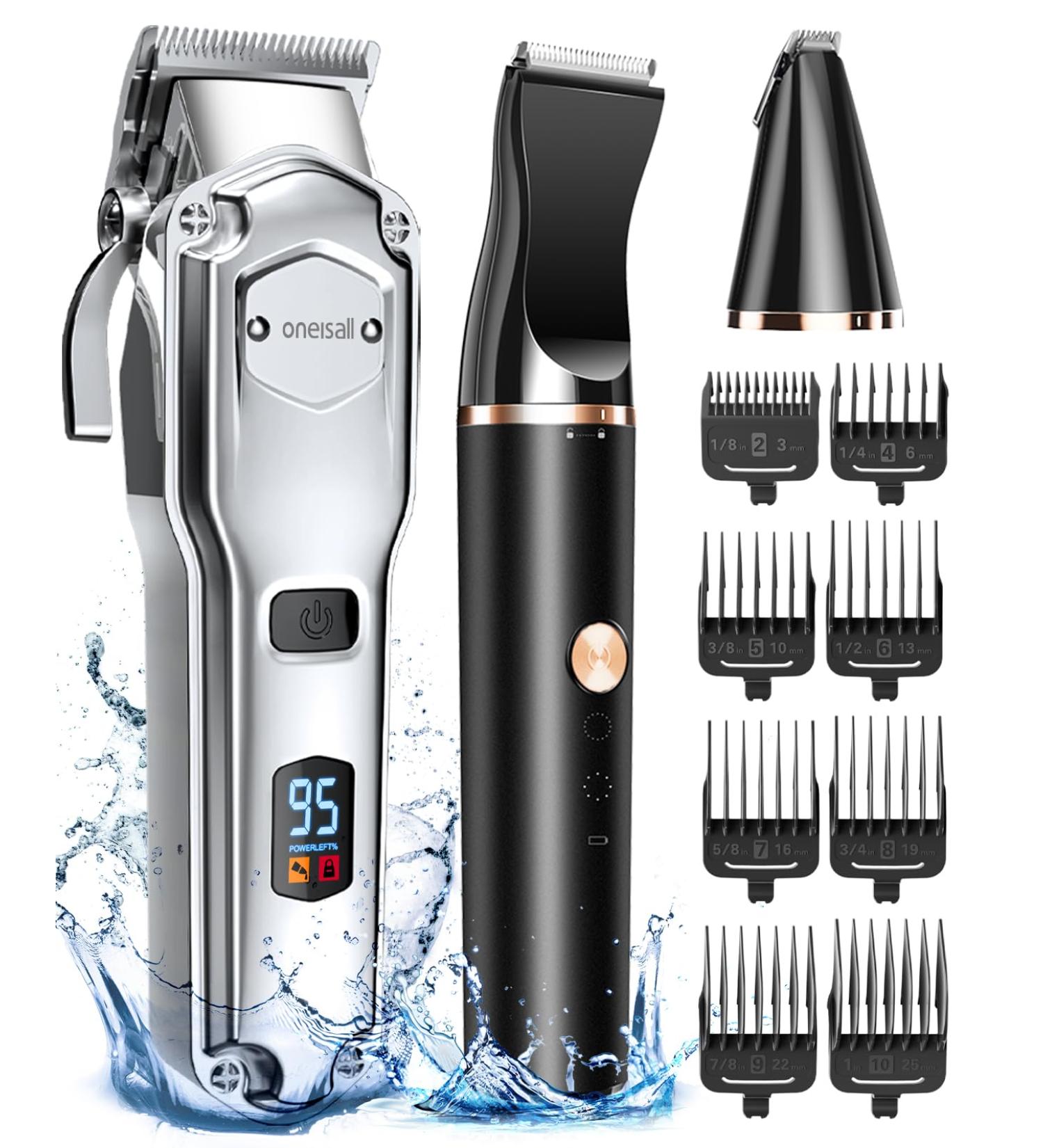 Professional 2-in-1 Dog Clippers & Paw Trimmer Kit | Low Noise Cordless Grooming Set for Dogs & Cats | Stainless Steel Blade | Waterproof | Black Silver - Buy Online on GoSupps.com