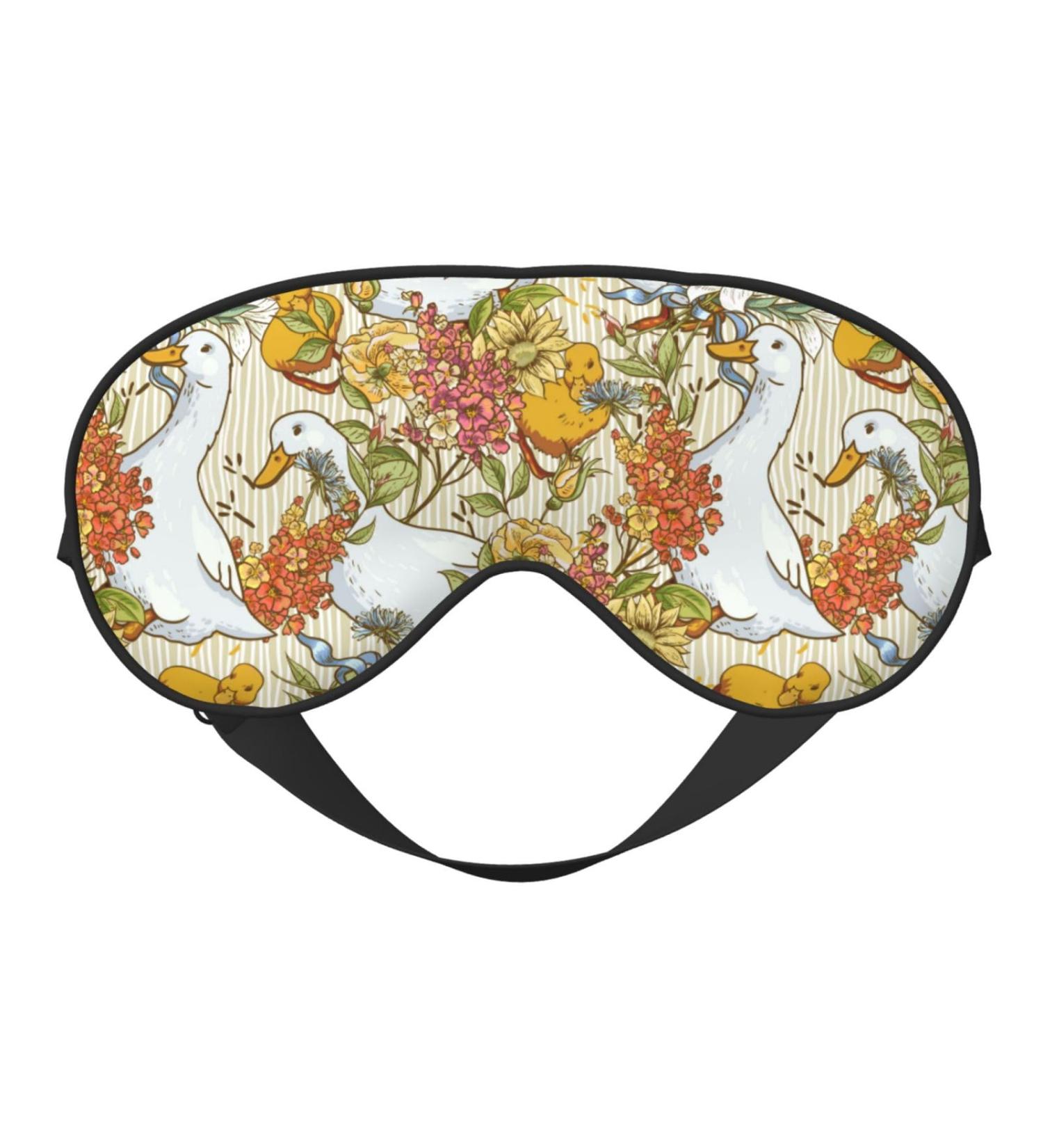 Ducks and Flowers Sleep Mask | Adjustable Double-Sided Eye Mask | Soft Sleeping Eye Covers for Perfect Shading & Reduced Eye Edema | International Shipping Available - Buy Online on GoSupps.com