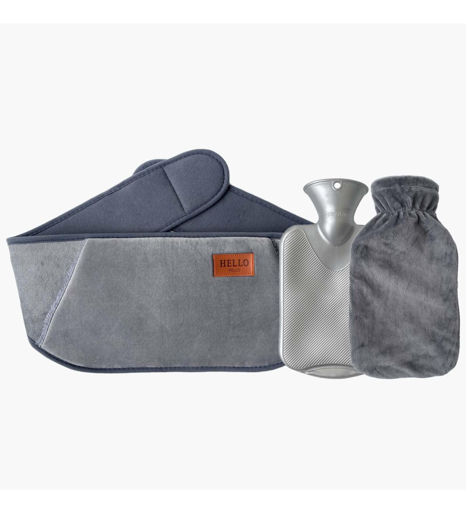 3 in 1 Rubber Hot Water Bottle - Soft Fleece Cover for Neck Shoulder Back and Leg Relief | Gray Heat Bottle for Comfort - Buy Online on GoSupps.com