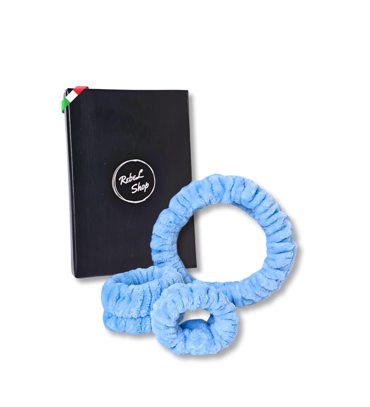 Rebel Shop Women's Hair Band and Two Cuffs Skincare Kit - Ideal for Make Up - Soft Flannel (Light Blue) - Buy Online on GoSupps.com