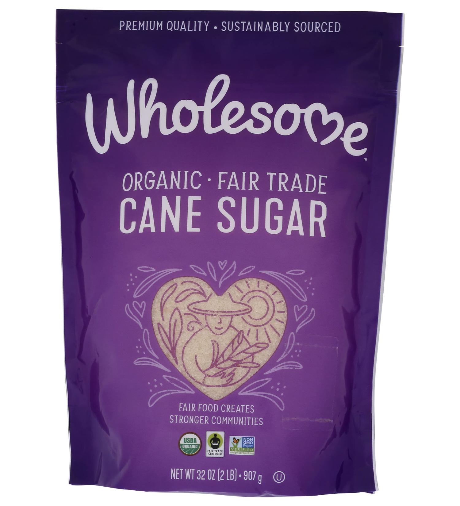 Wholesome Sweeteners Organic Sugar Cane 2 lb - Pure, Natural, and Certified Organic - Buy Online on GoSupps.com