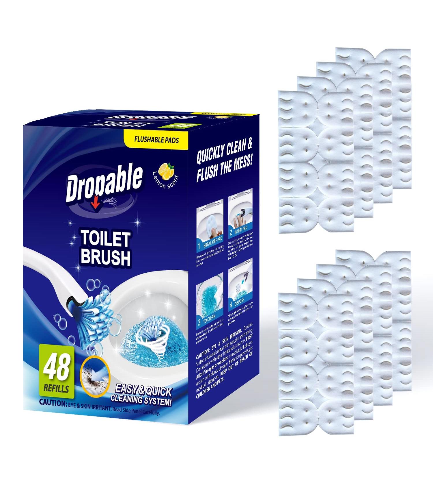 Disposable Toilet Brush Refills - 48 Flushable Lemon Scent Refills for Convenient Cleaning - Buy Online on GoSupps.com