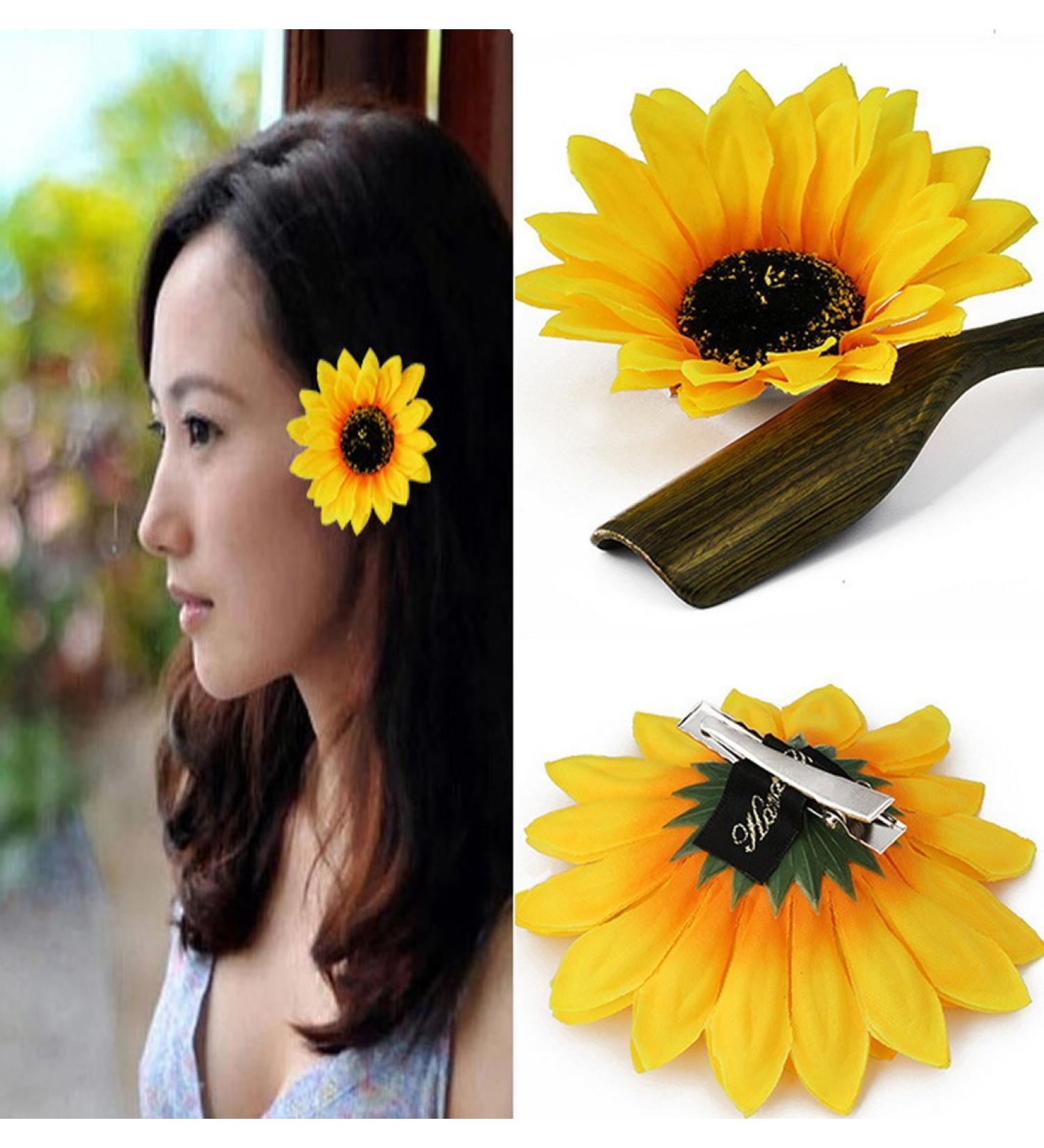 2Pcs Sunflower Alligator Hair Clips - Perfect Hair Accessories for Party, Beach, Wedding - Buy Online on GoSupps.com