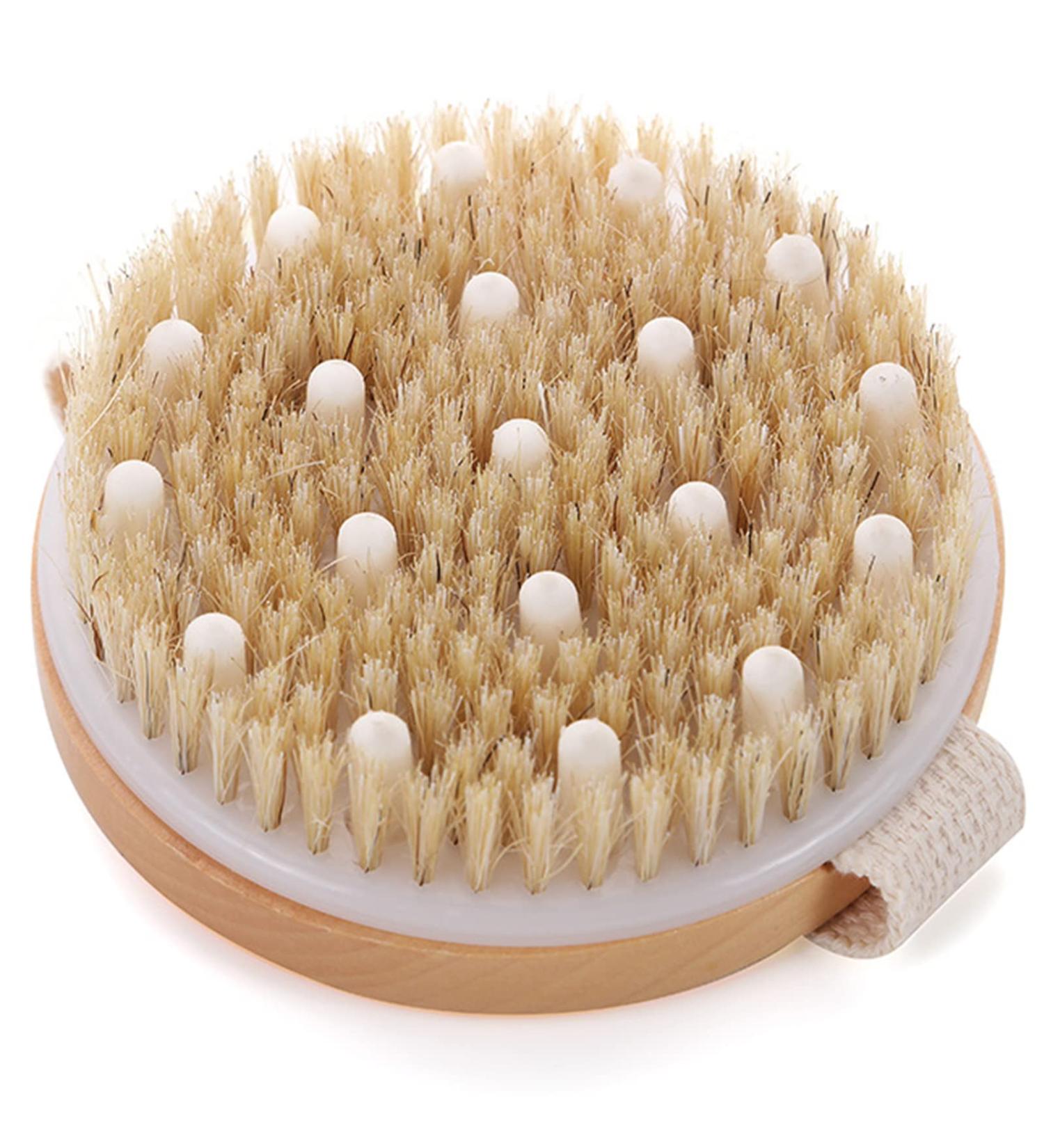 Natural Bristle Massage Brush for Cellulite & Lymphatic Health | Dry Body Peeling & Bathing Brush - Buy Online on GoSupps.com