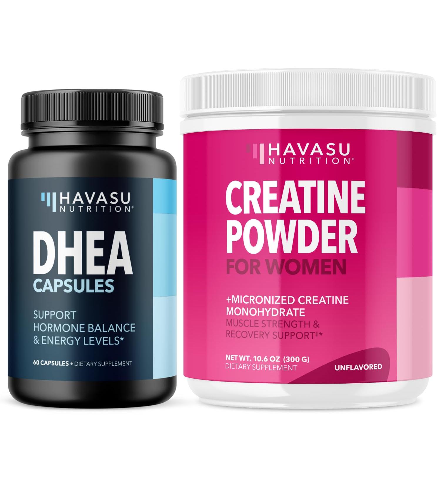 HAVASU NUTRITION DHEA Capsules + Creatine Powder for Women: Muscle and Hormonal Balance Bundle - Buy Online on GoSupps.com