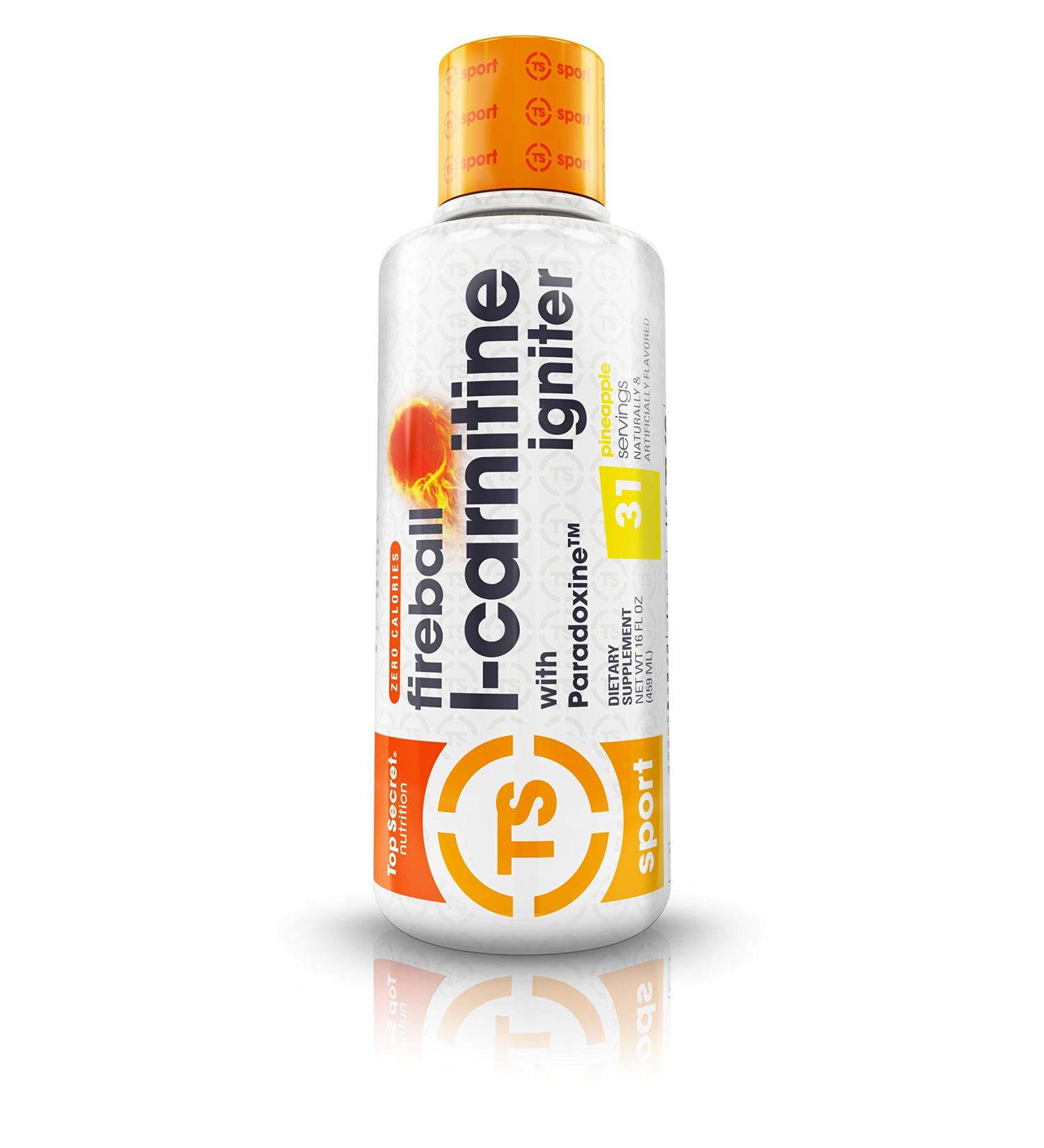 Top Secret Nutrition Fireball L-Carnitine Liquid with Paradoxine - Pineapple Flavor 16 Oz - Boost Energy & Metabolism - Buy Online on GoSupps.com