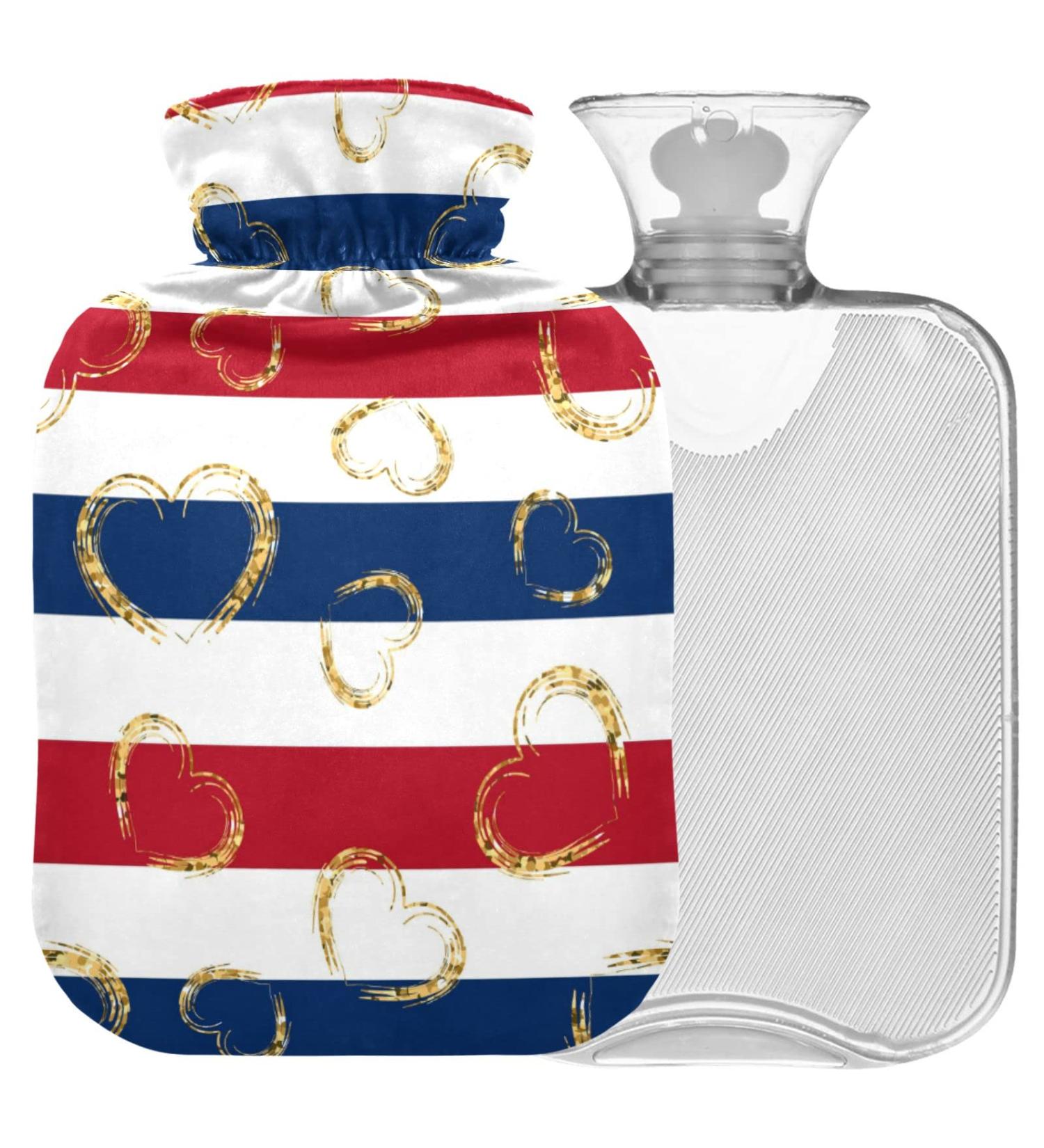 Shop Naanle Red & Blue Tripes Heart Hot Water Bottle - 1L for Heat & Cold Therapy Pain Relief for Hands & Feet - Buy Online on GoSupps.com