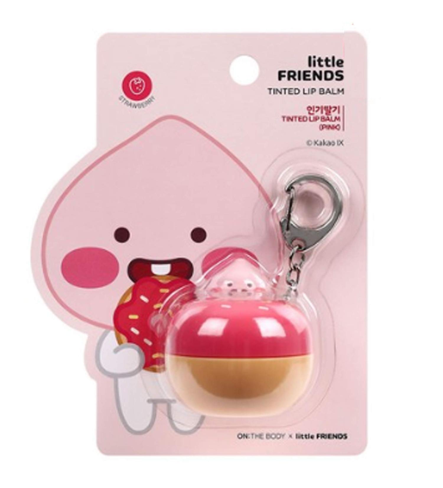 Kakao Little Friends Key Ring Apeach Strawberry Keyring Tinted Lip Balm 6g for Women or Men Lip Repair - Buy Online on GoSupps.com